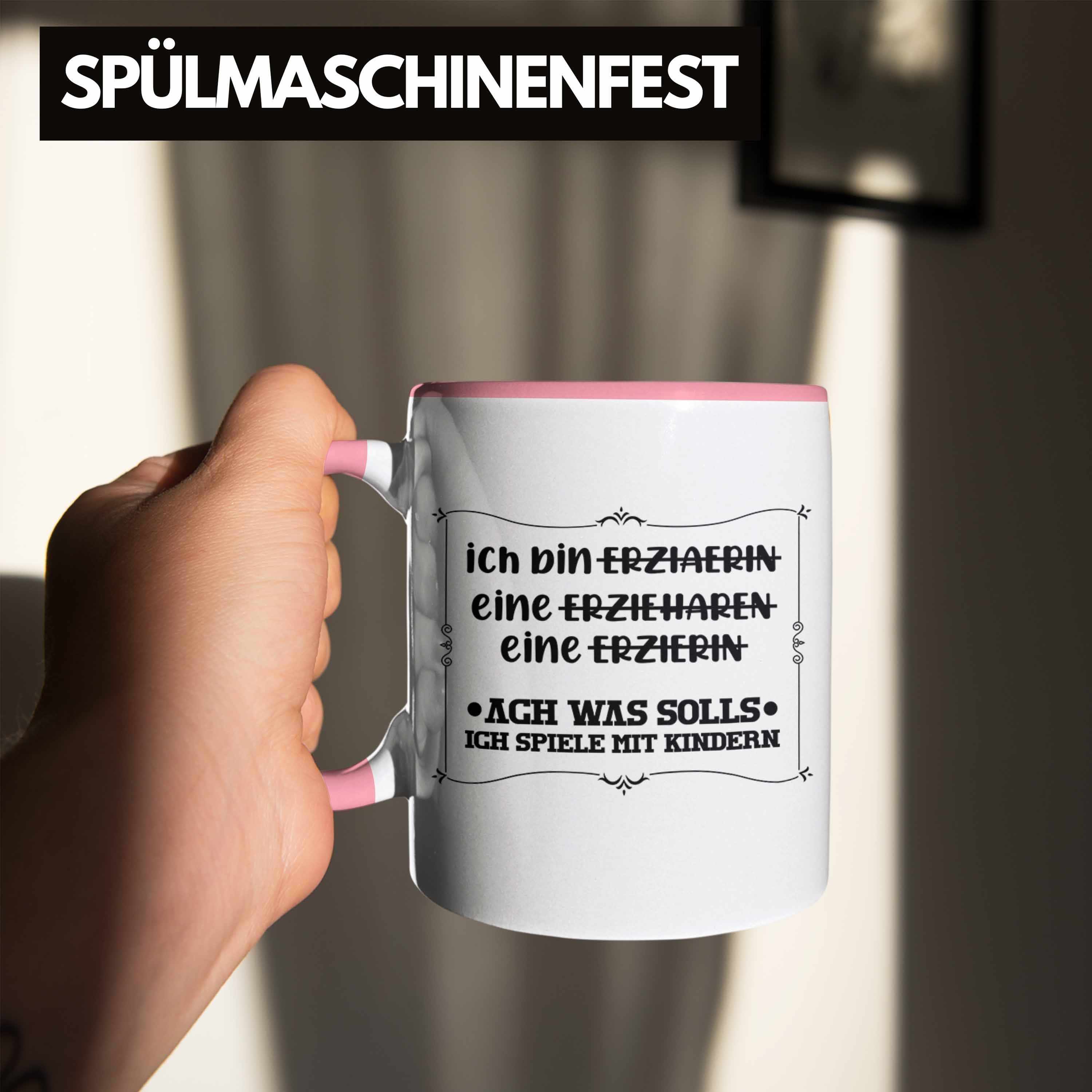 Trendation Tasse Trendation - Ich Spruch Geschenk Tasse Kindergärtnerin Erzieherin Rosa Geschenkidee Lustiger Erzieherin Bin