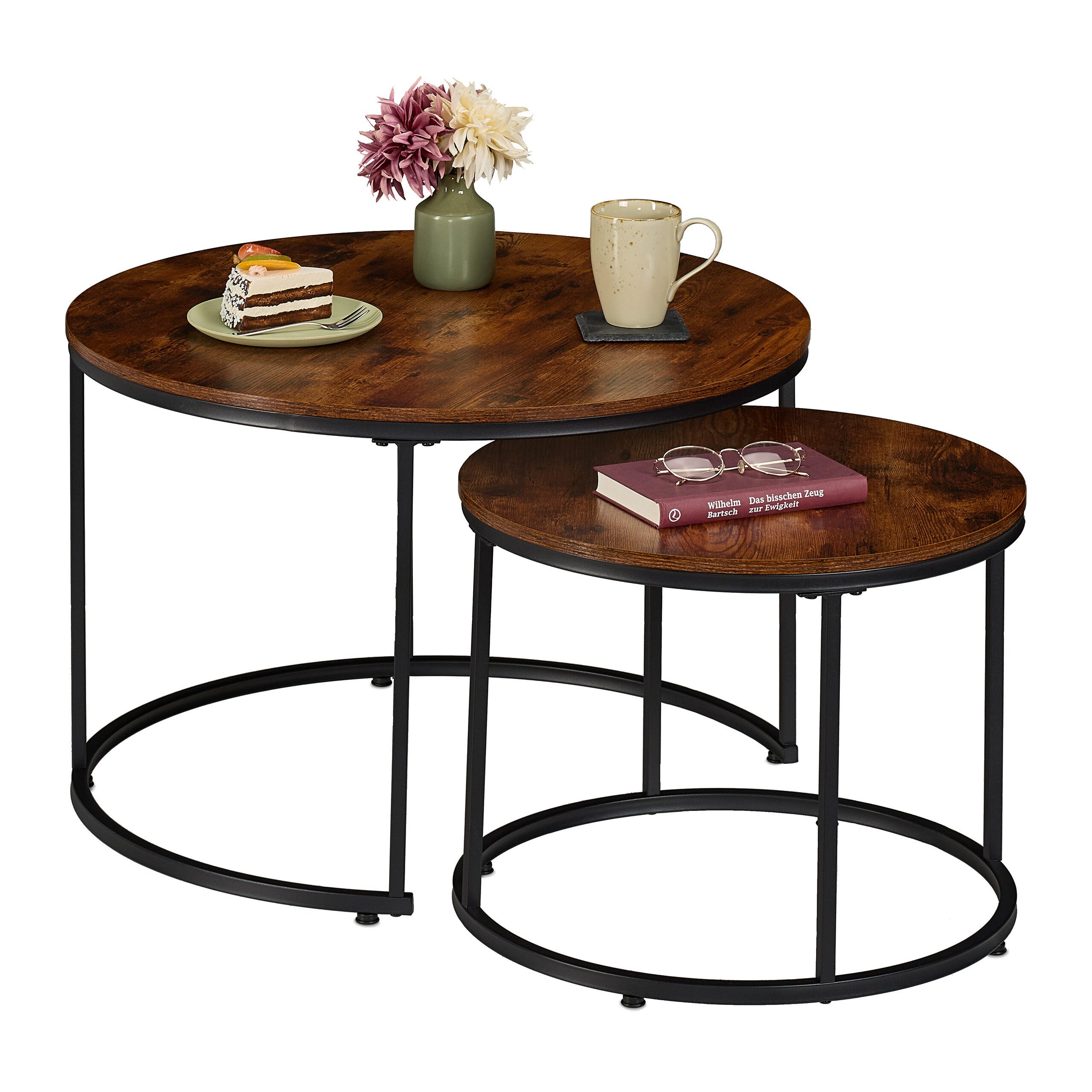 relaxdays Satztisch 2er Set Industrial Desig günstig online kaufen