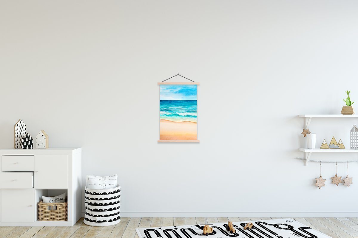MuchoWow Poster Strand - Golf - Meer, (1 St), Posterleiste, Textilposter für Wohnzimmer, Bilderleiste, Magnetisch