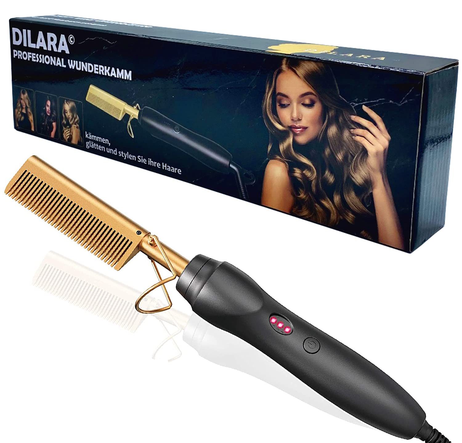 Dilara Glätteisen 2 in 1 Haarglätter Bürste I Keramik Glätteisen I Haar- und Glättbürste, Kämmen, Glätten & Stylen in einem Schritt!