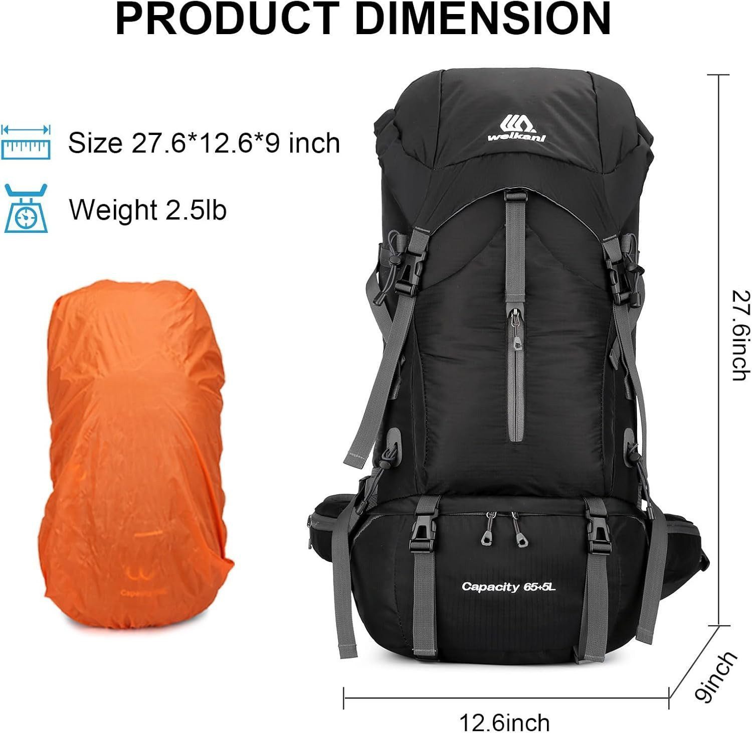 Toomoke Tourenrucksack Wanderrucksack 70L,Oxford Rucksack,Reiserucksack Camping Rucksack (Trekkingrucksack für Wandern, Klettern, Reisen Sport, mit Regenhülle, wasserfest & belüftetem Rücken), Separatem Schuhfach, wasserdicht, ultraleicht und reißfest