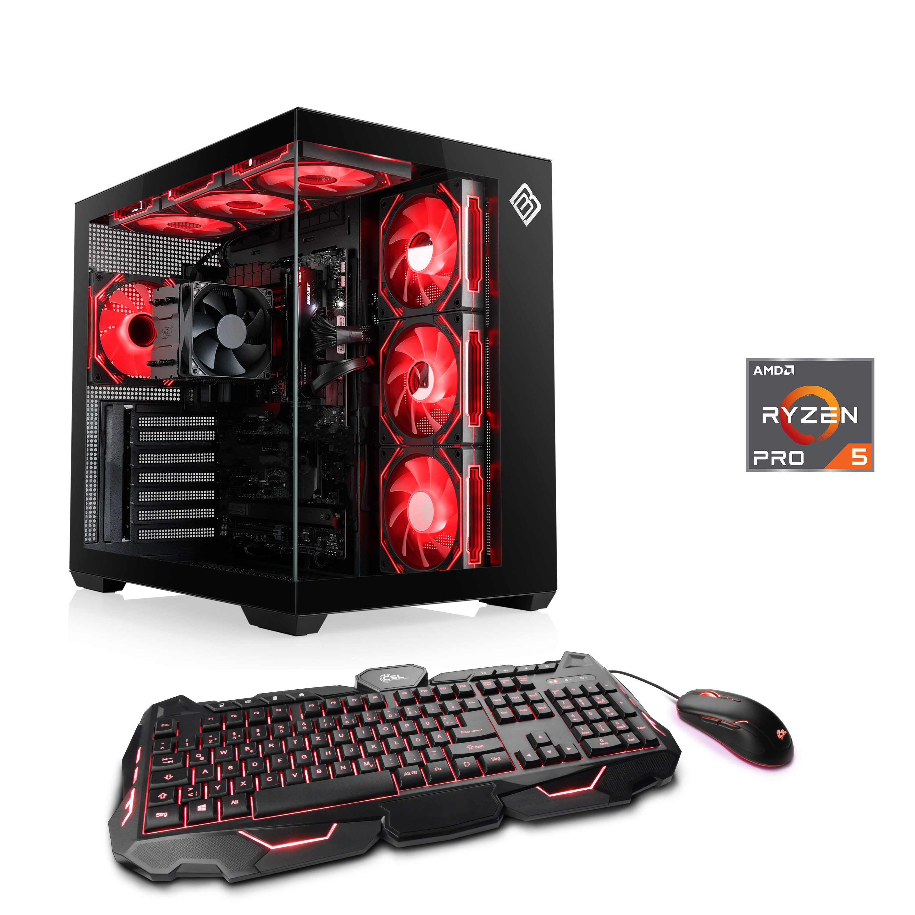CSL Vitrum Advanced V24481 PC (AMD Ryzen 5 Pro 5655G, 16 GB RAM, 500 GB SSD, Luftkühlung)