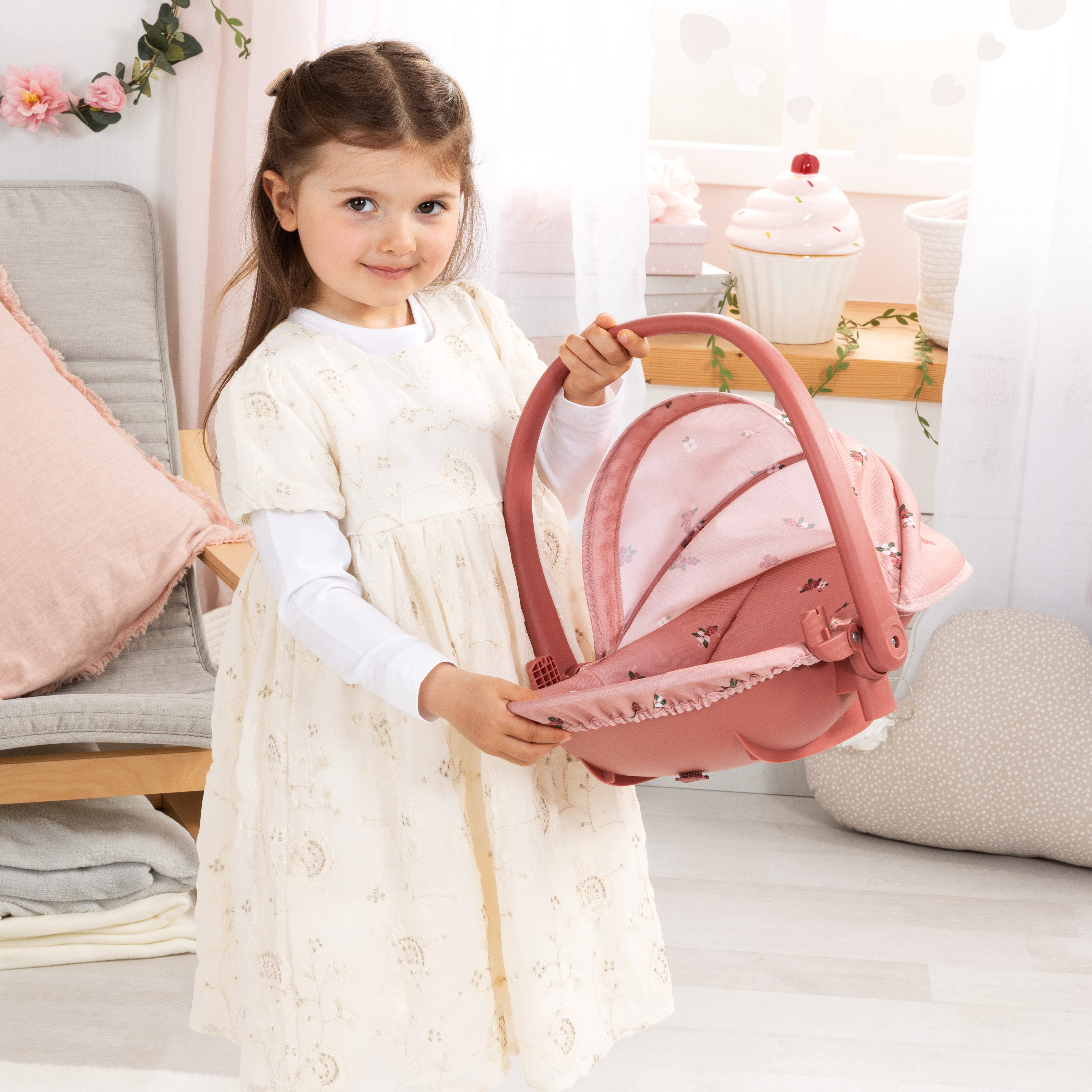 Bayer Puppen Autositz 4in1 Puppen-Autositz mit Wippe, rosa, Puppenhochstuhl, -bett, -schaukel oder -trage – Bild 4 von 5