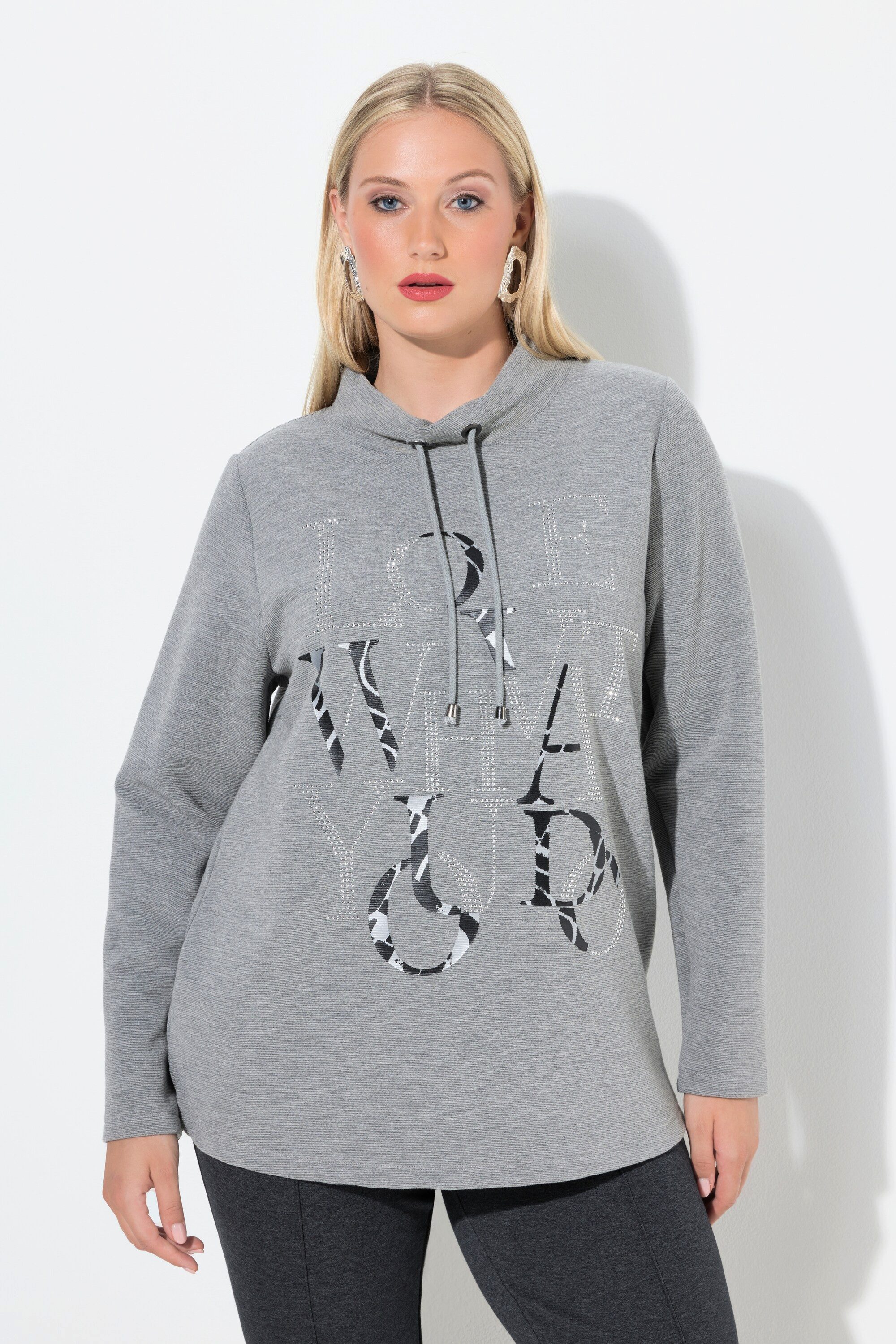 Ulla Popken Sweatshirt Sweatshirt Ziersteine U-Boot-Ausschnitt Langarm günstig online kaufen