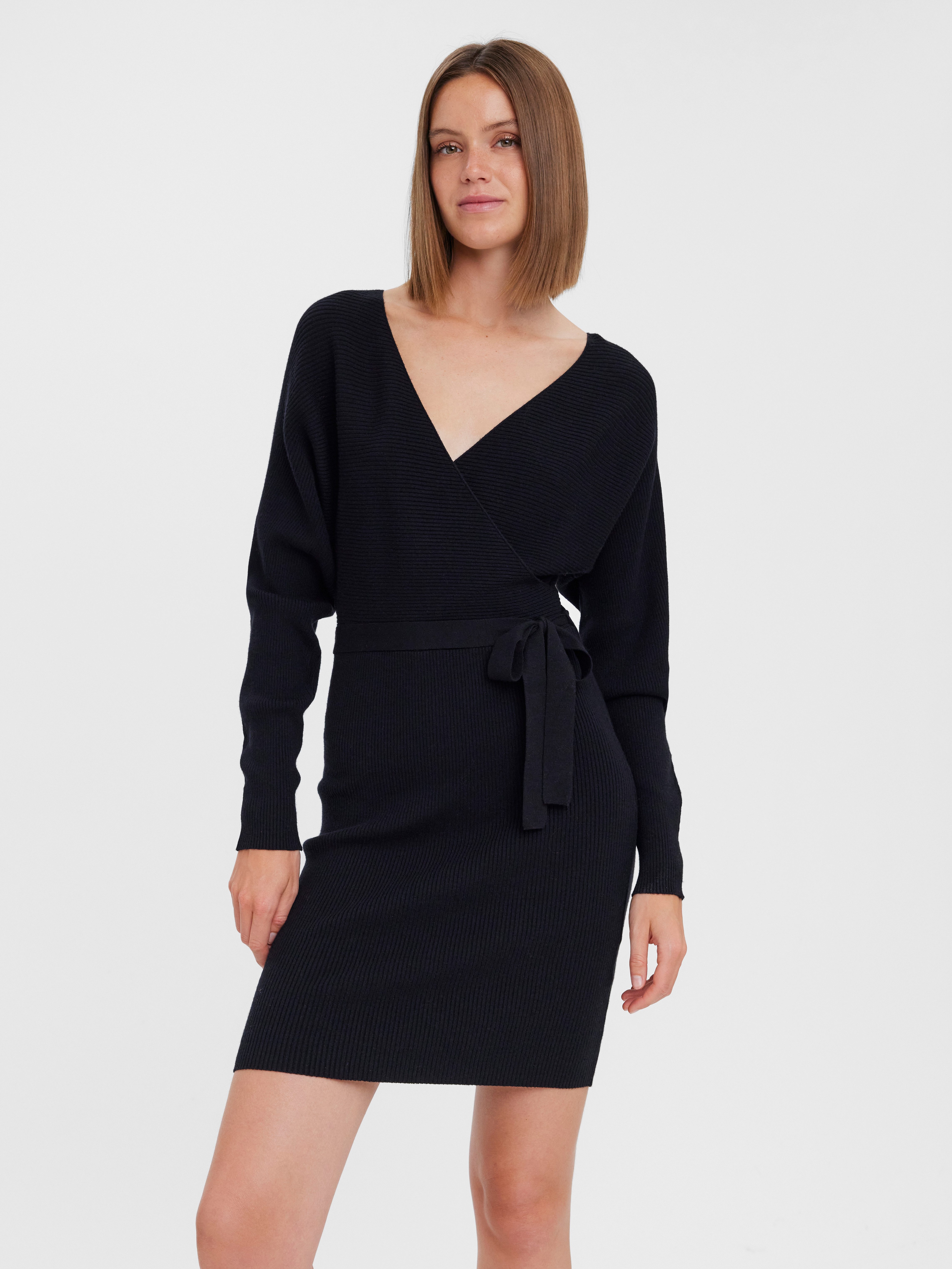 Vero Moda Strickkleid VMHOLLYREM LS V-NECK DRESS GA NOOS günstig online kaufen