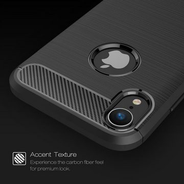 König Design Handyhülle Apple iPhone XR, Apple iPhone XR Handyhülle Carbon Optik Backcover Grau