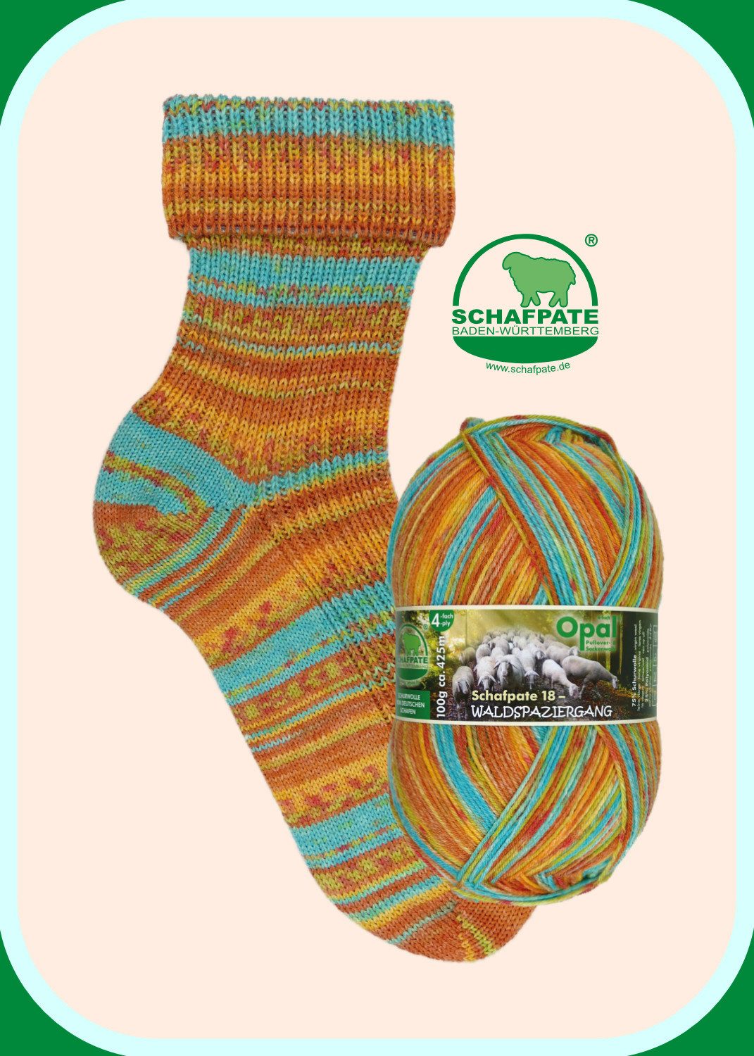 Opal Opal Schafpate 18 "Waldspaziergang" Häkelwolle, 425 m (Opal 4-fach Pullover- und Sockenwolle), 100 g