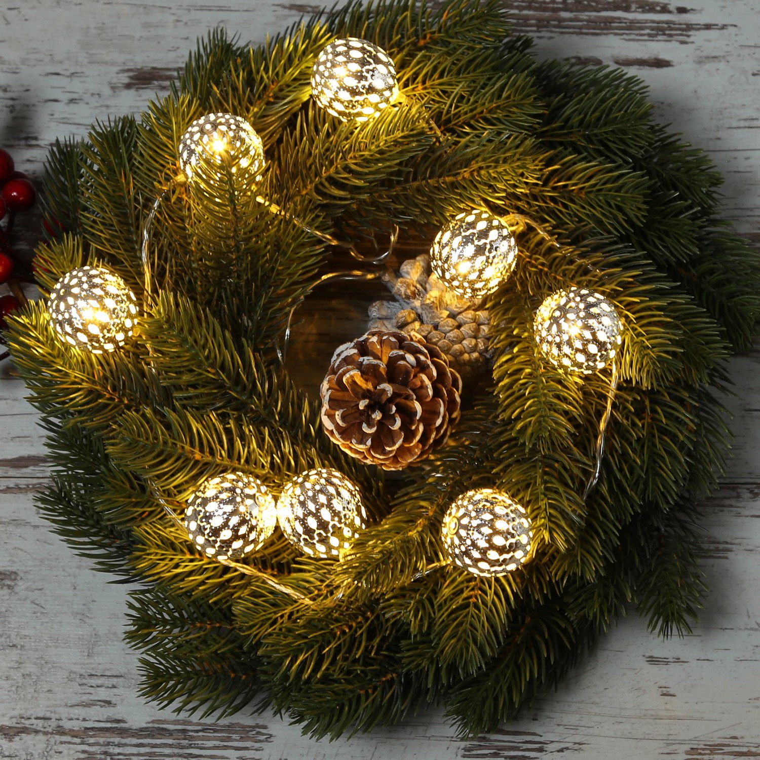 MARELIDA LED-Lichterkette LED Deko Lichterkette 8 Kugeln Metallbälle orientalisch marokkanisch, 8-flammig