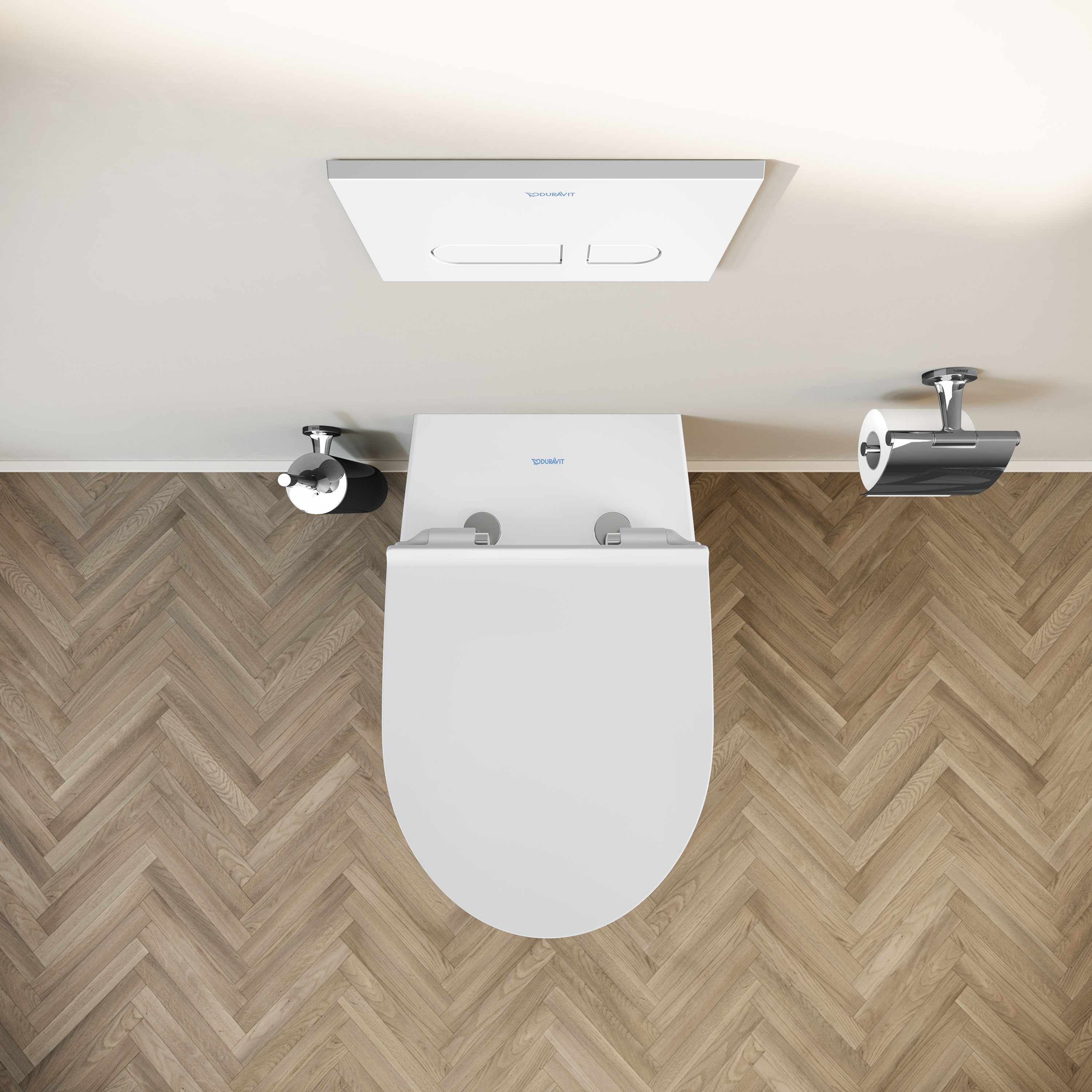 Duravit Tiefspül-WC DuraVento, Wandhängend, Wand-WC Set DuraVento Weiß matt Spülrandlos Softclose