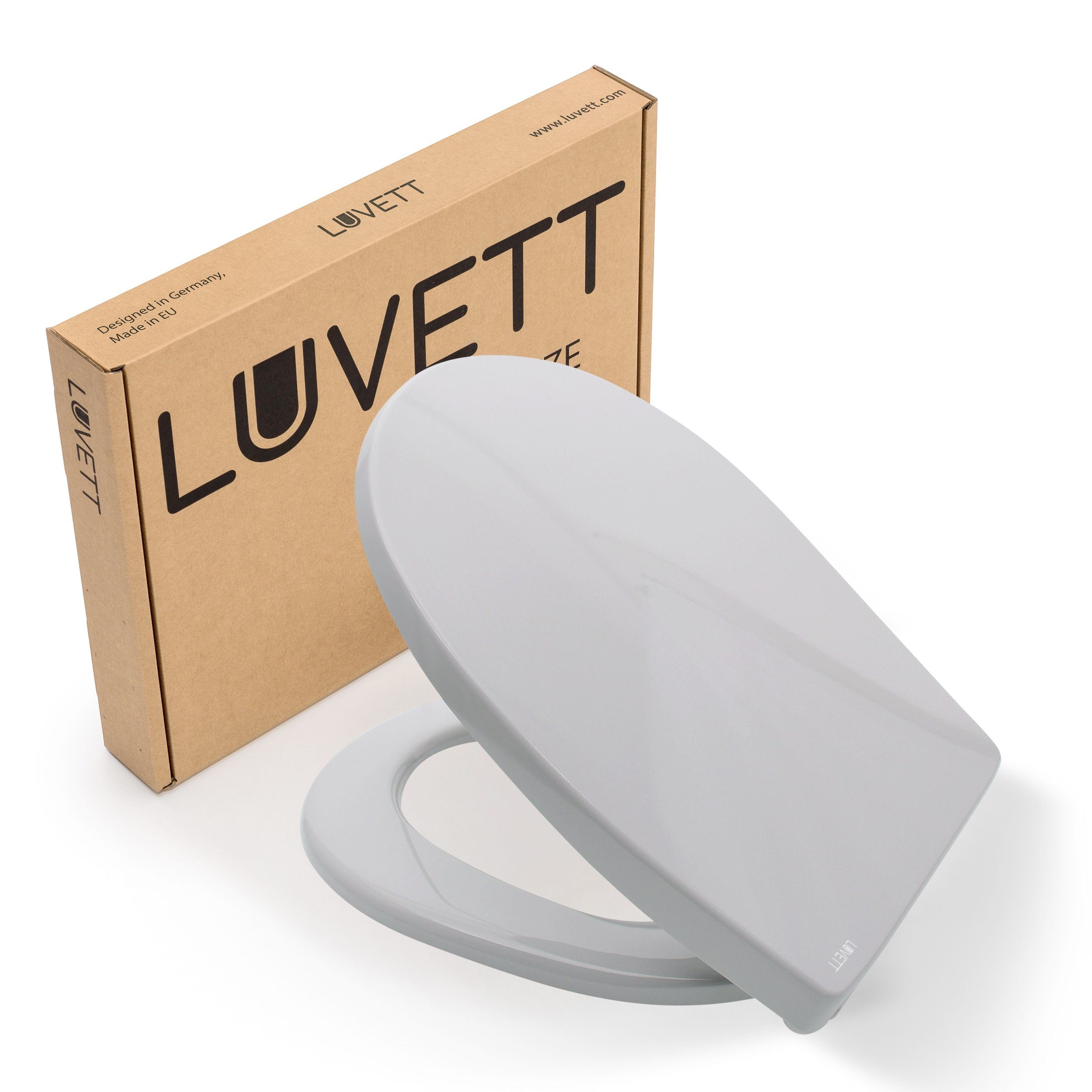 LUVETT WC-Sitz Farben C100 (Komplett-Set, Inklusive 3 Befestigungsarten), mit Original SoftClose® Absenkautomatik, Duroplast