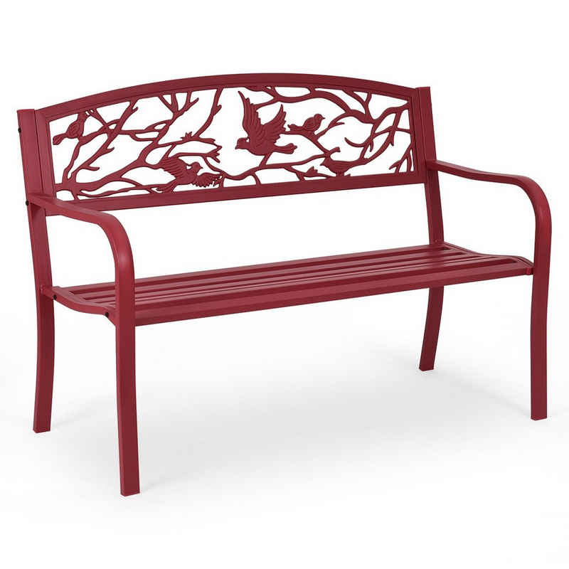 COSTWAY Gartenbank, 2 Sitzer, mit Rückenlehnen, aus Metall, 123x60x88cm