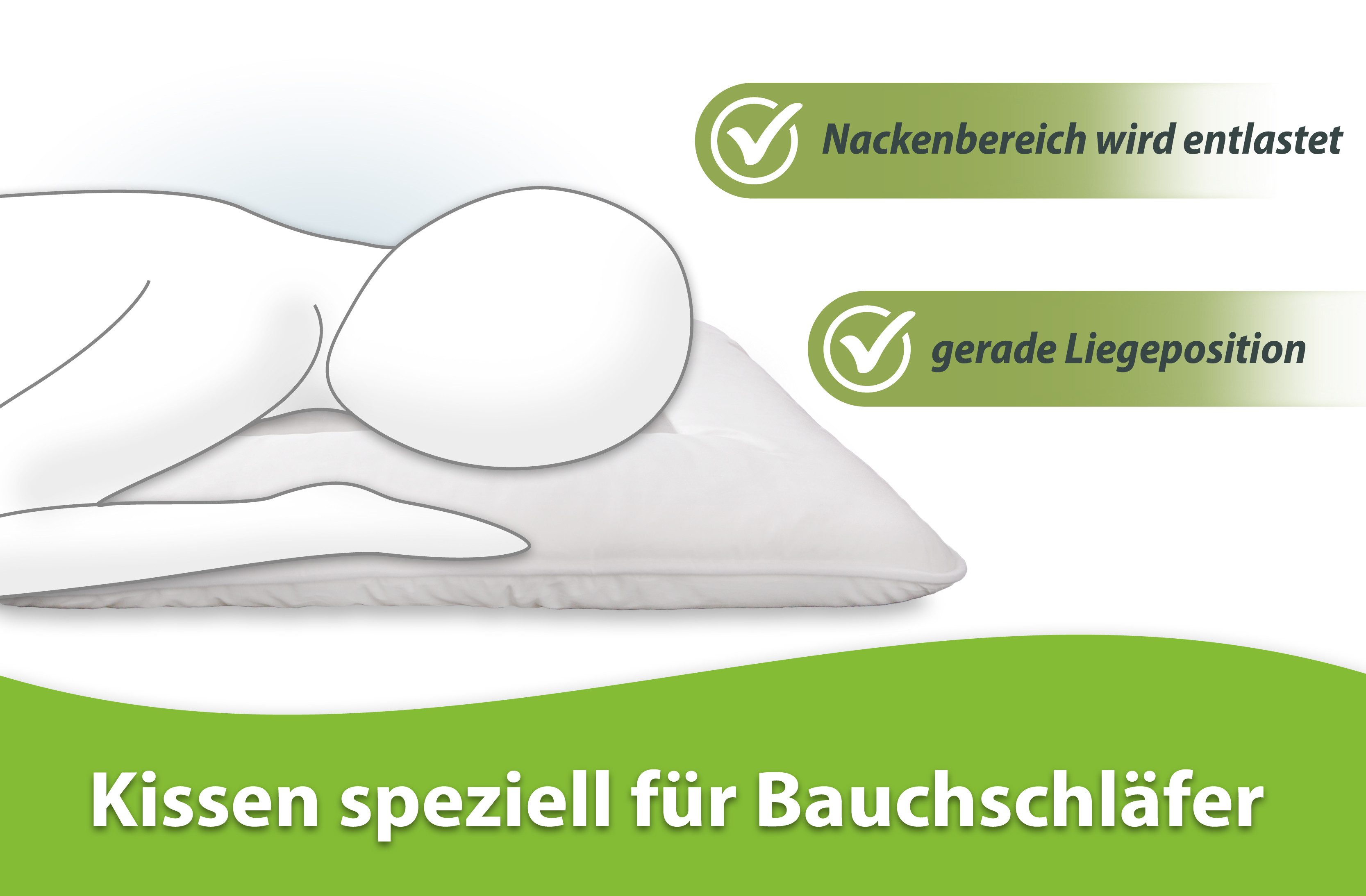 franknatur Bauchschläferkissen Bea, Bezug: 100% Baumwolle, Leichtes weiches Bauchschläfer-Kopfkissen – Bild 4 von 5