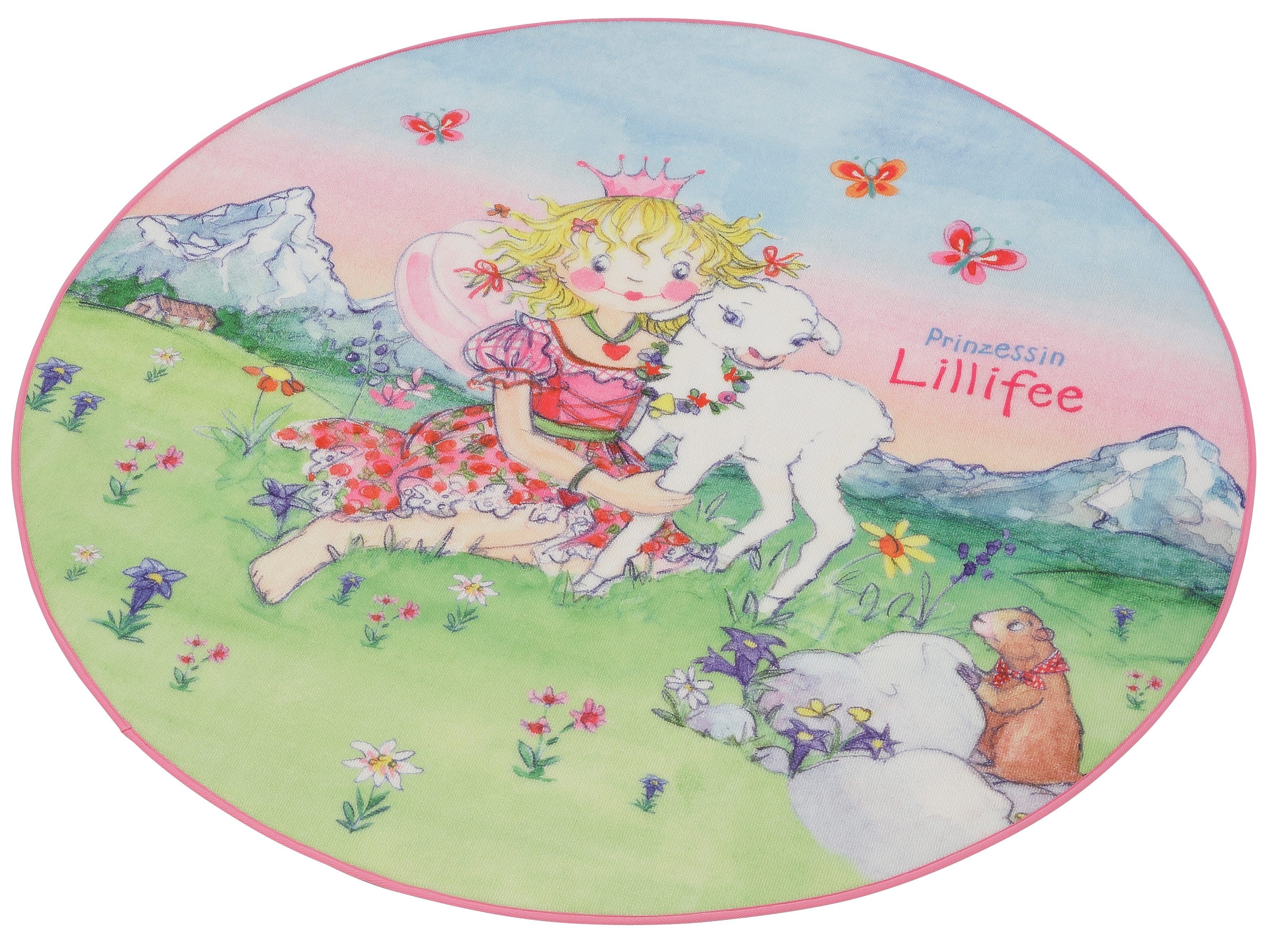 LI-102, Kinderzimmer Druckteppich, 2 Kinderteppich rund, Höhe: Prinzessin Lillifee, mm,