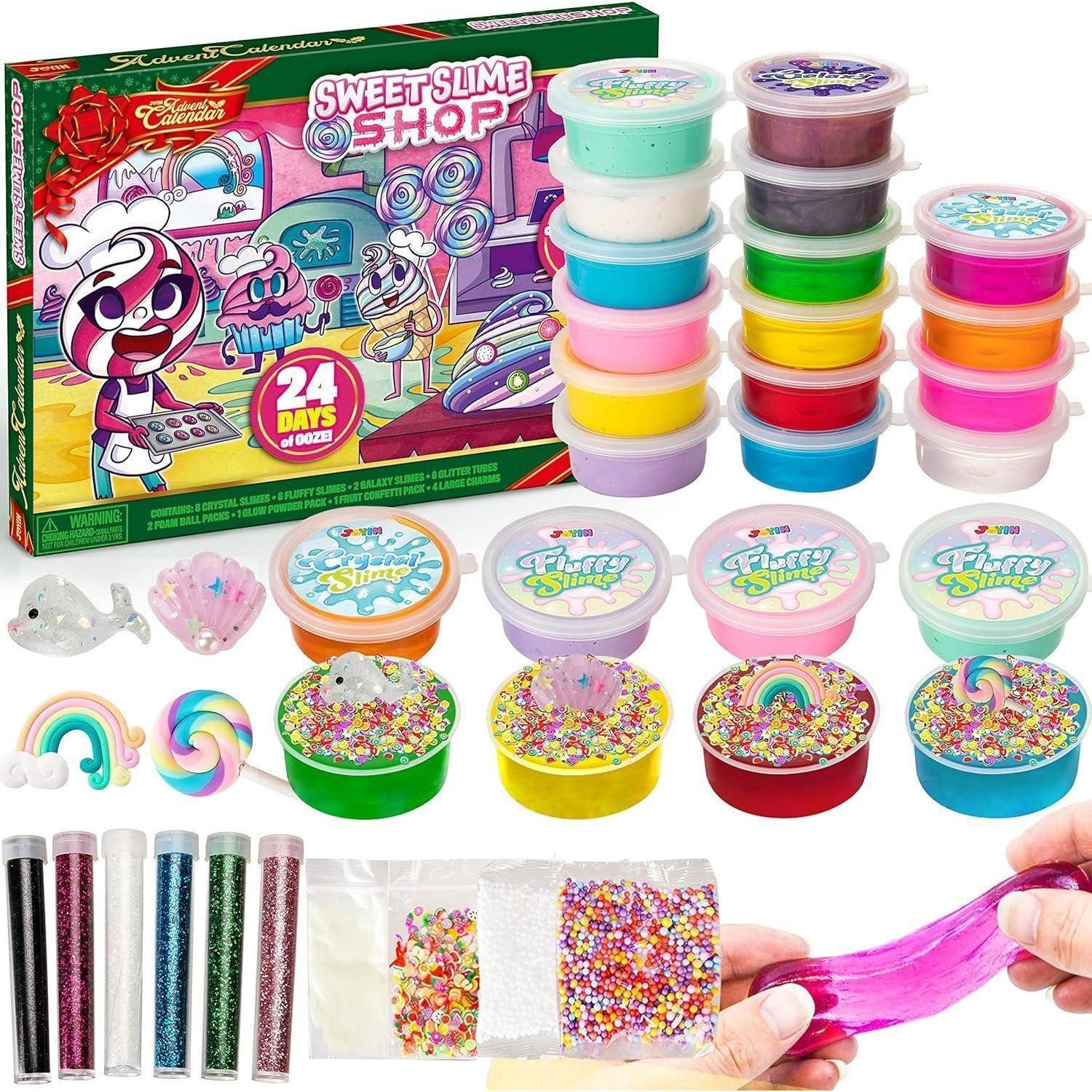LuxusKollektion DIY-Adventskalender DIY Slime Adventskalender Weihnachten 24 Tage Countdown mit 16 Slime 8
