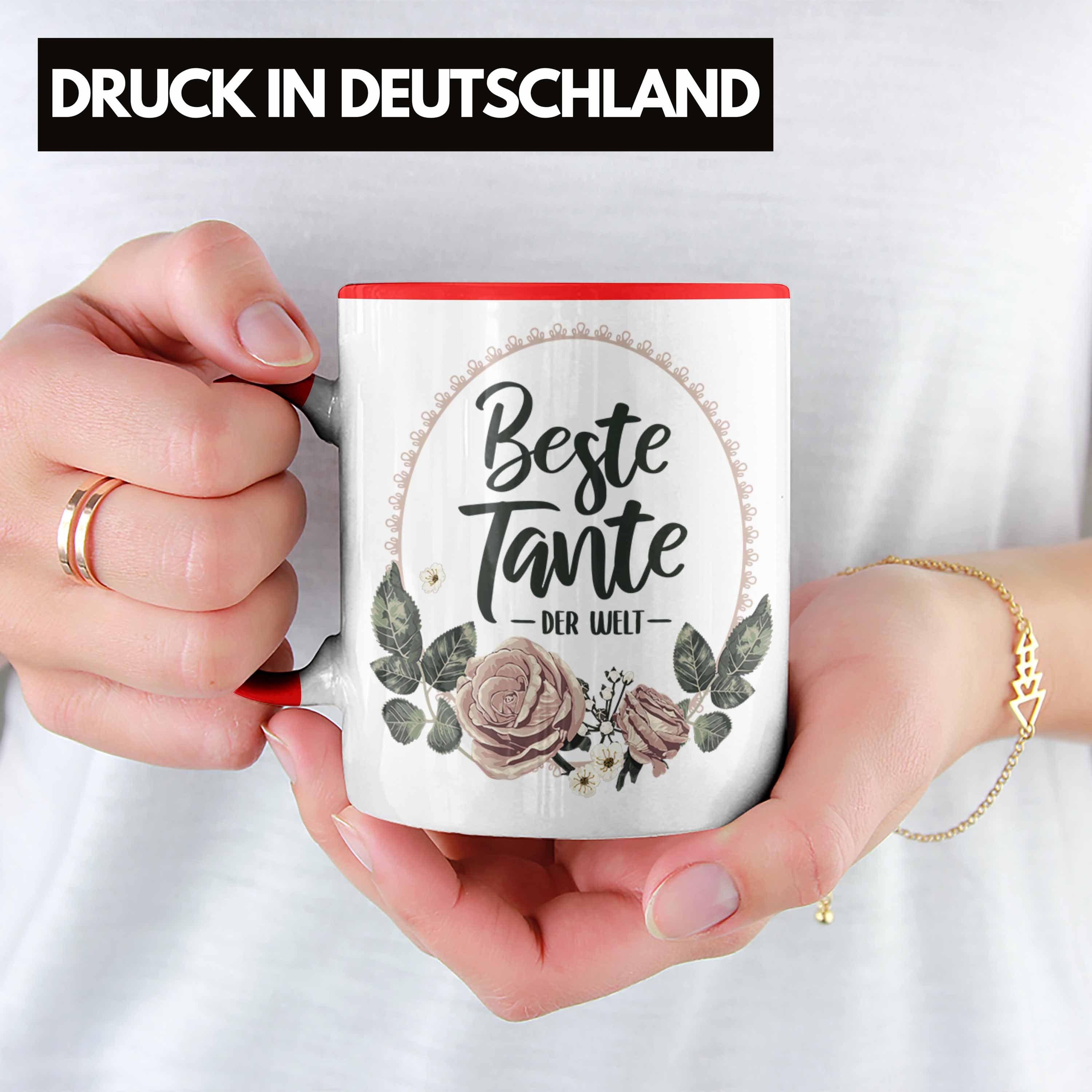 Tasse Geschenk Beste - der Trendation Rot Tante Kaffeetasse Trendation Coole Spruch Tasse für Welt Tante mit