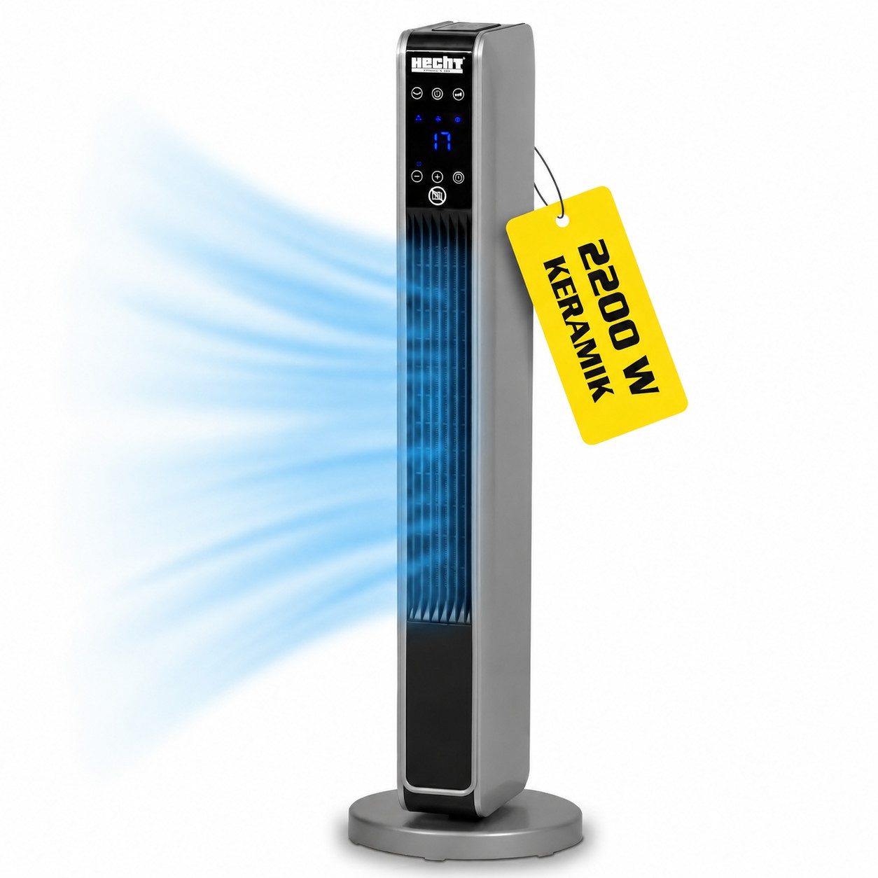 Hecht Heizlüfter 2in1 Ventilator Keramik energiesparend, leise, 2200 W, 10 bis 49 °C, Fernbedienung, Timer