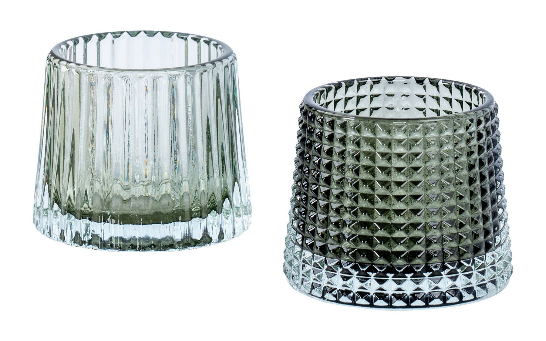 Levandeo® Teelichthalter, 2er Set Teelichthalter H7cm Glas Grün Kerzenhalte günstig online kaufen