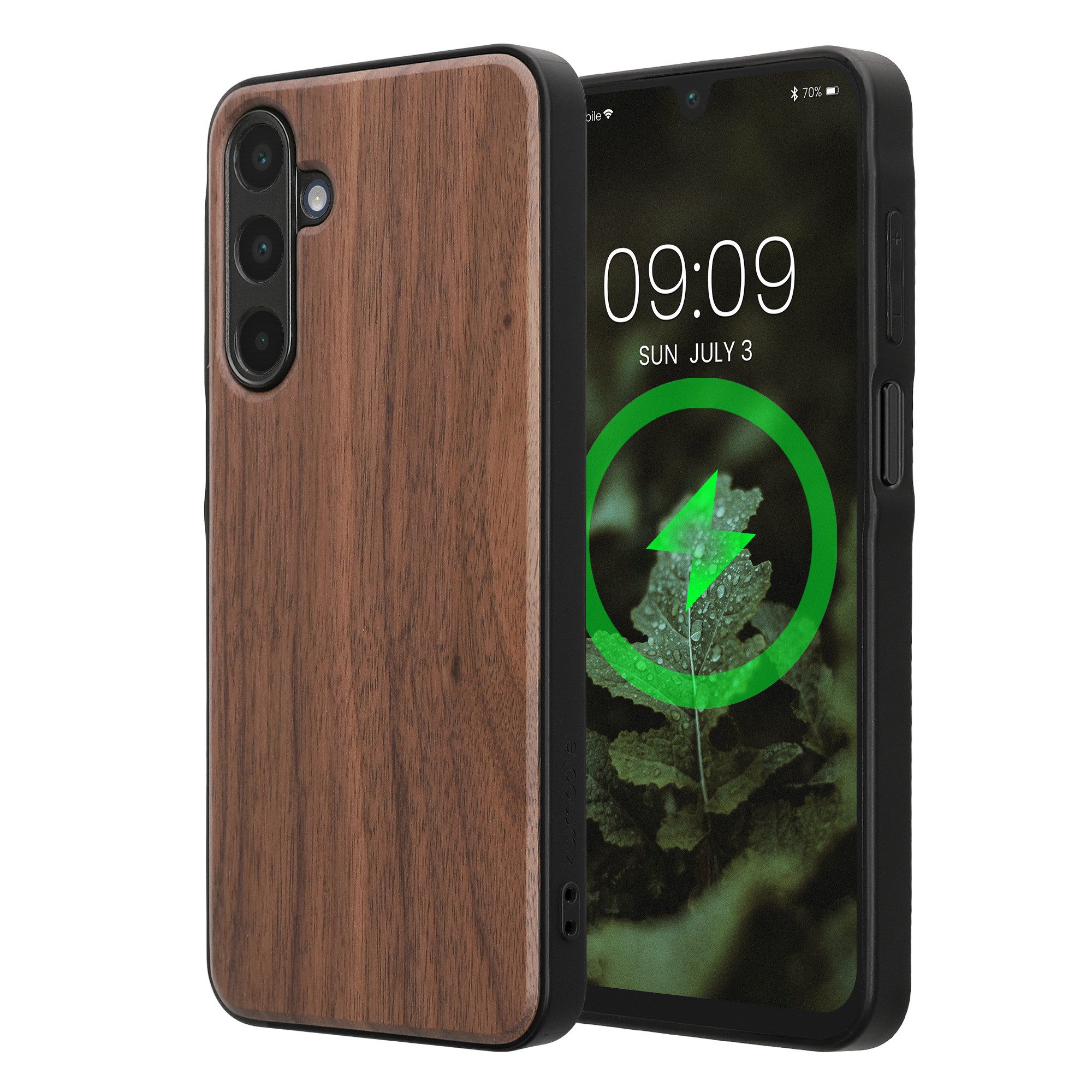 kwmobile Smartphone-Hülle Echtholz Schutzhülle für Samsung Galaxy A16 5G Hülle, Cover aus Holz und TPU - Kompatibel mit MagSafe - Holz