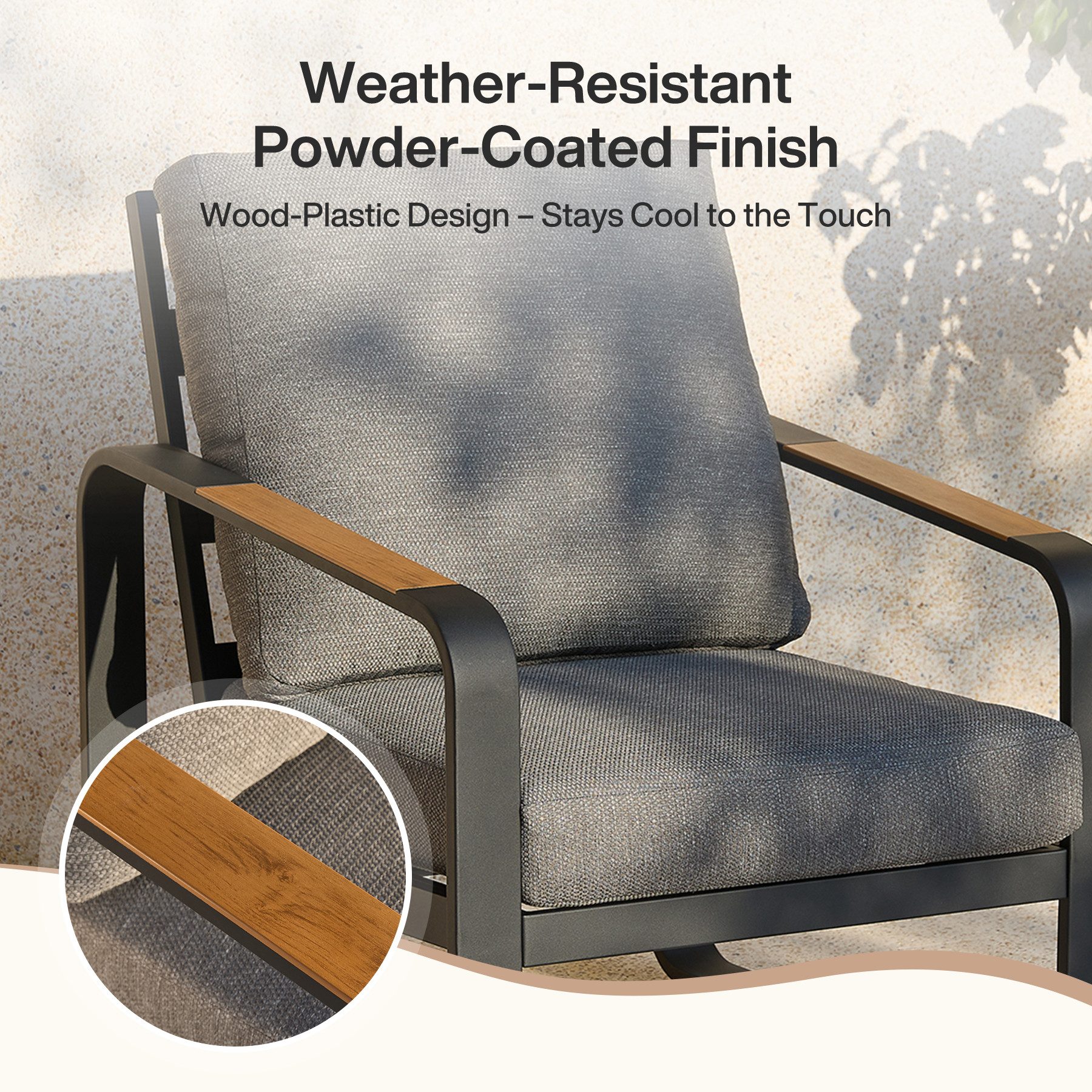 Tribesigns Gartensofa Loungesofa mit Kissen, Gartenmöbel mit Armlehnen aus Holz, für Garten