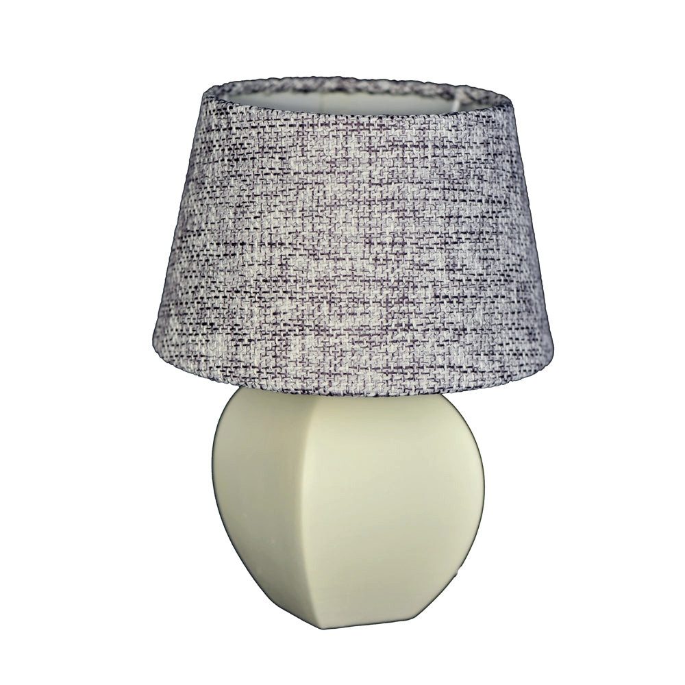 Dirk Davids Leuchten GmbH Tischleuchte Tischleuchte Keramik Vierkant Rund Creme Schirm Leinen Grau Weiß 8050