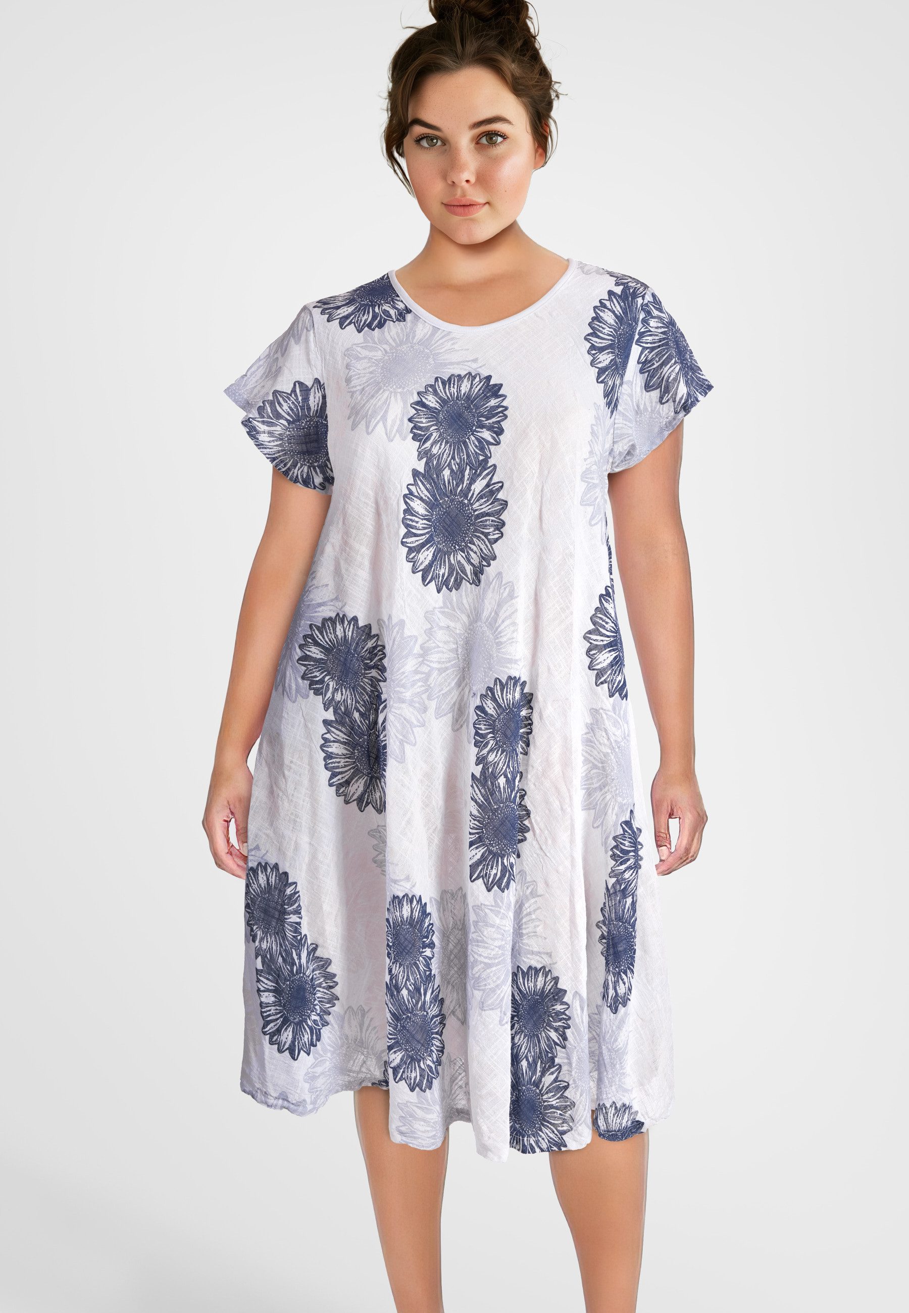 PEKIVESSA Sommerkleid Baumwollkleid mit Blumenmuster kurzarm günstig online kaufen