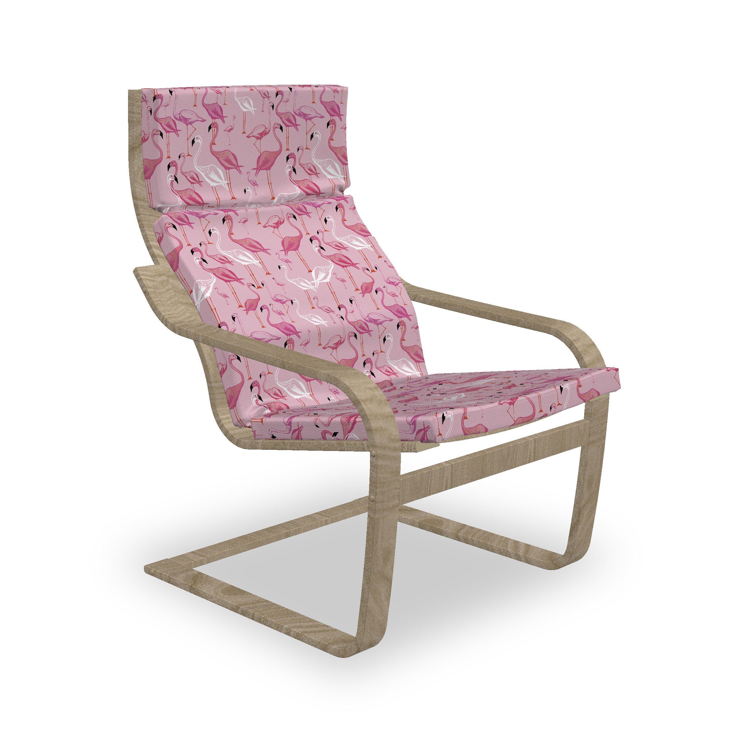 Abakuhaus Stuhlkissen Sitzkissen mit Stuhlkissen mit Hakenschlaufe und Reißverschluss, Flamingo Tiere in Pinkish Tones
