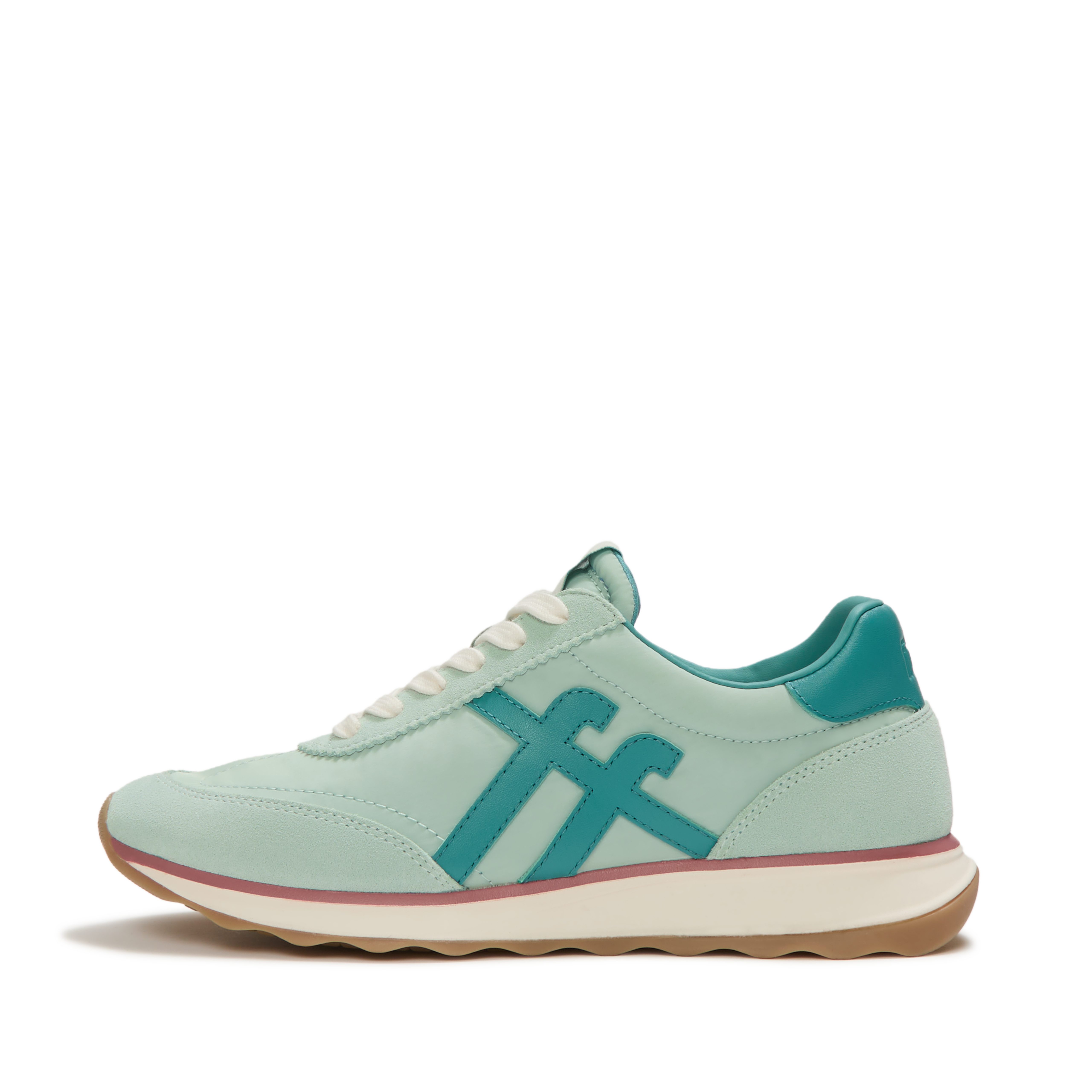 Fitflop RETRO-Q FF FABRIC/SUEDE SNEAKERS Keilsneaker Schnürschuh, Freizeitschuh, Halbschuh mit Kontrastbesatz
