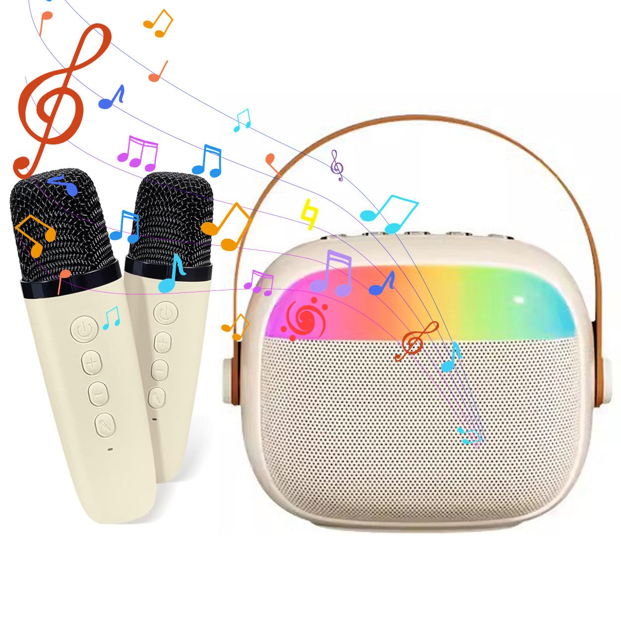 Karaoke Maschine Kinder mit 2 Drahtlosen Mikrofonen,Tragbares Karaoke-Maschine