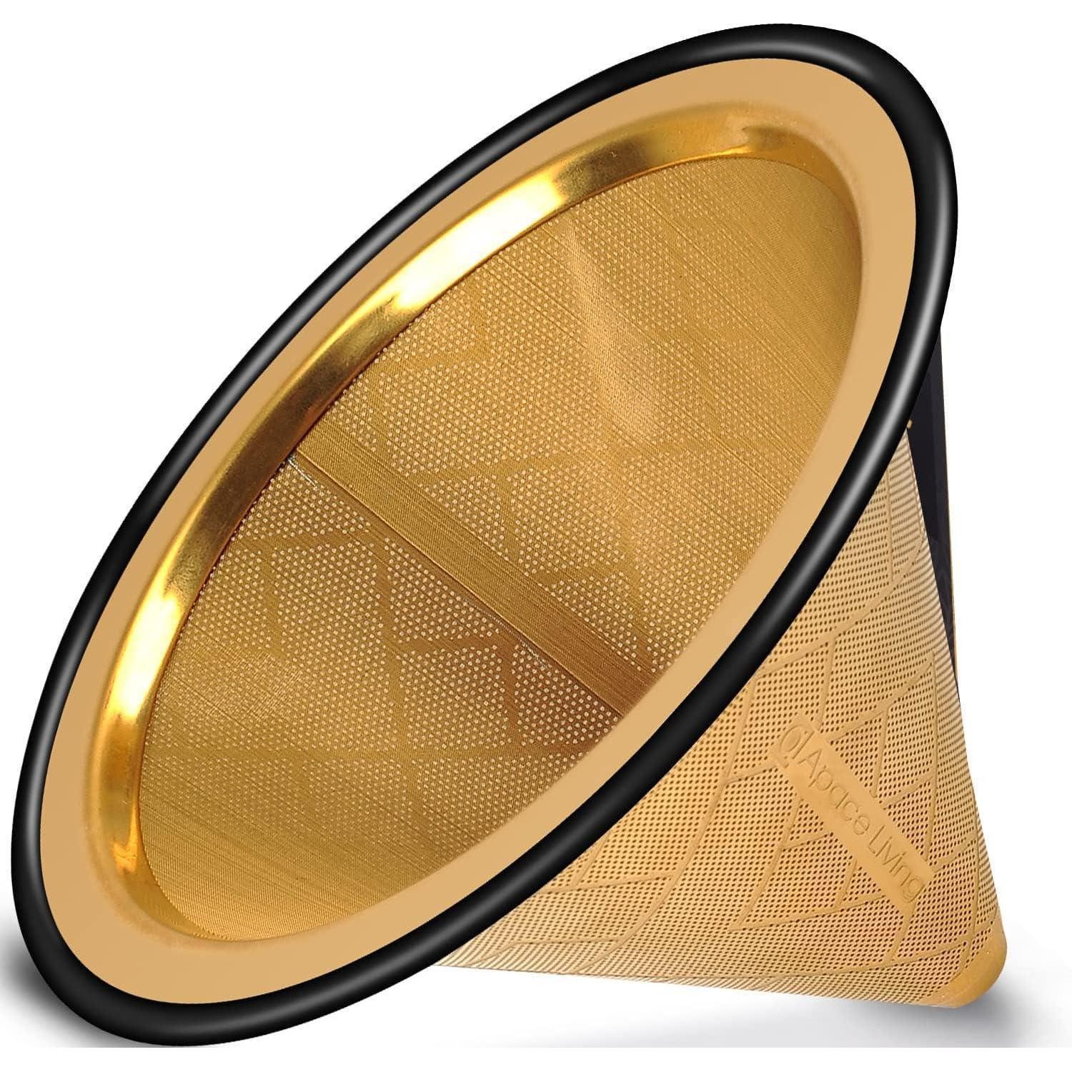 LuxusKollektion Permanentfilter Kaffeefilter Edelstahl Handfilter Pour Over Grid Lock Titanium Gold