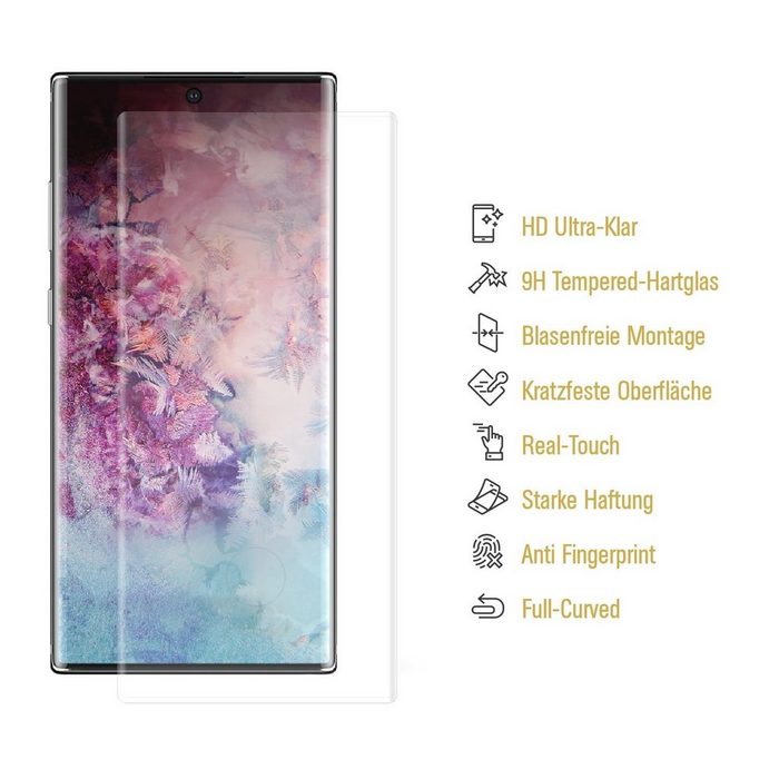 Protectorking Schutzfolie 4x 9H Hartglas für Samsung Galaxy Note 10 FULL (4-Stück 1-Set) HD KLAR FULL COVER 9H Tempered Panzerglas VOLLSTÄNDIGE EDGE-TO-EDGE-ABDECKUNG TU10519