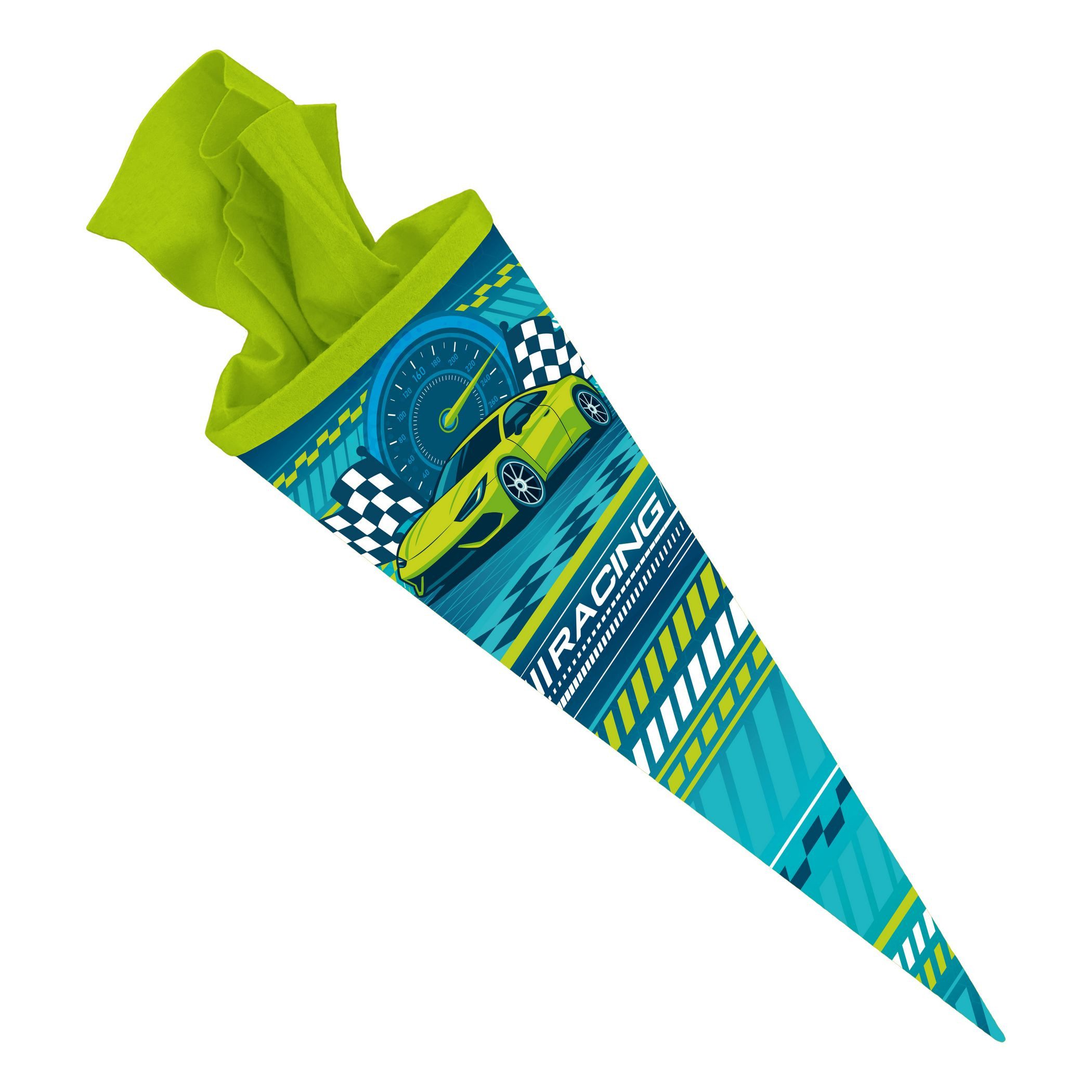 itenga Schultüte itenga Schultüte 70cm rund Rennauto NITRON Zuckertüte Filzverschluss