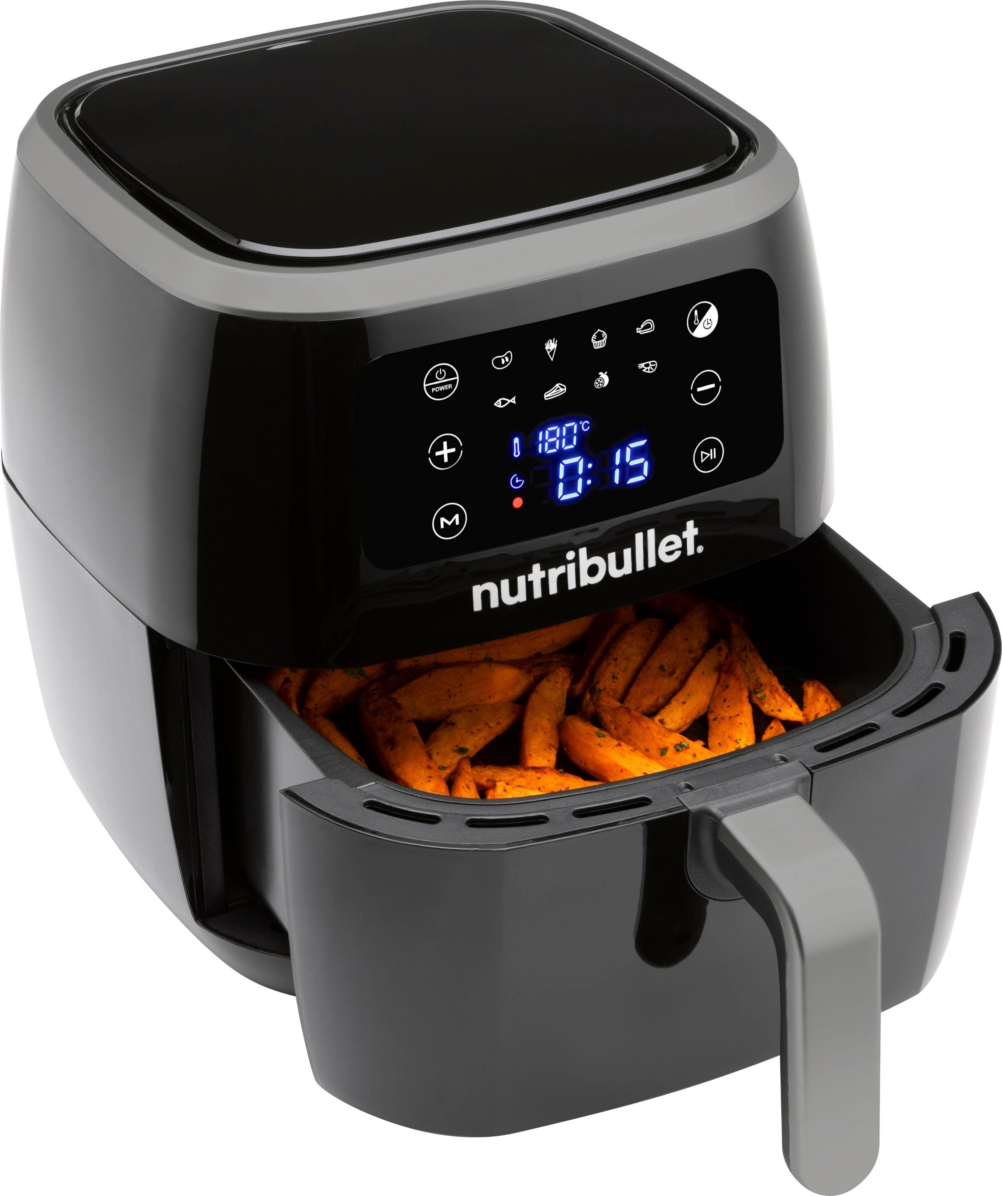 nutribullet Heißluftfritteuse NBA071B, großes Fassungsvermögen 7L, 1800 W, 8 automatische Kochfunktionen