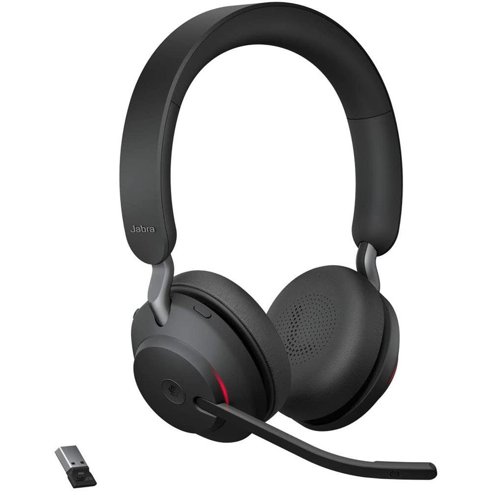 Jabra Evolve2 65 Wireless-Headset (Bluetooth, Microsoft Teams Stereo Kopfhörer USB-A Adapter schwarz)