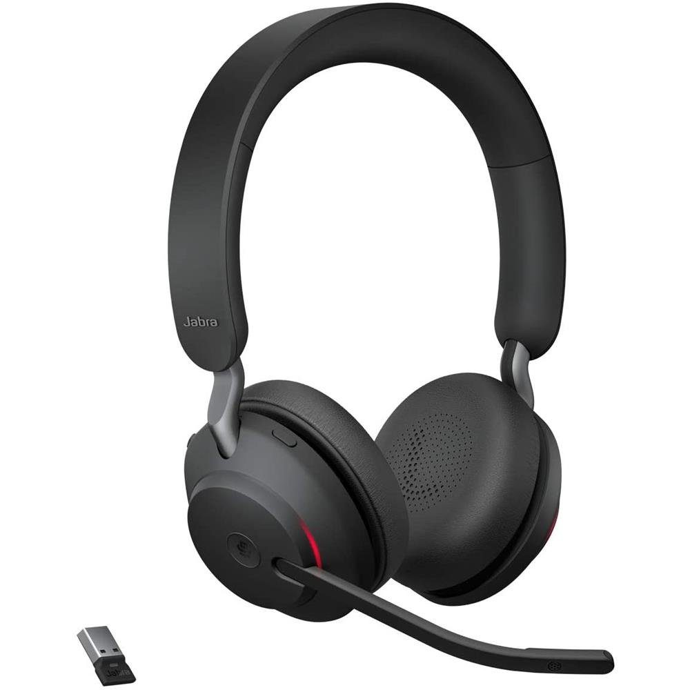 Jabra Evolve2 schwarz) Adapter 65 Kopfhörer USB-A Microsoft Teams Stereo Wireless-Headset (Bluetooth