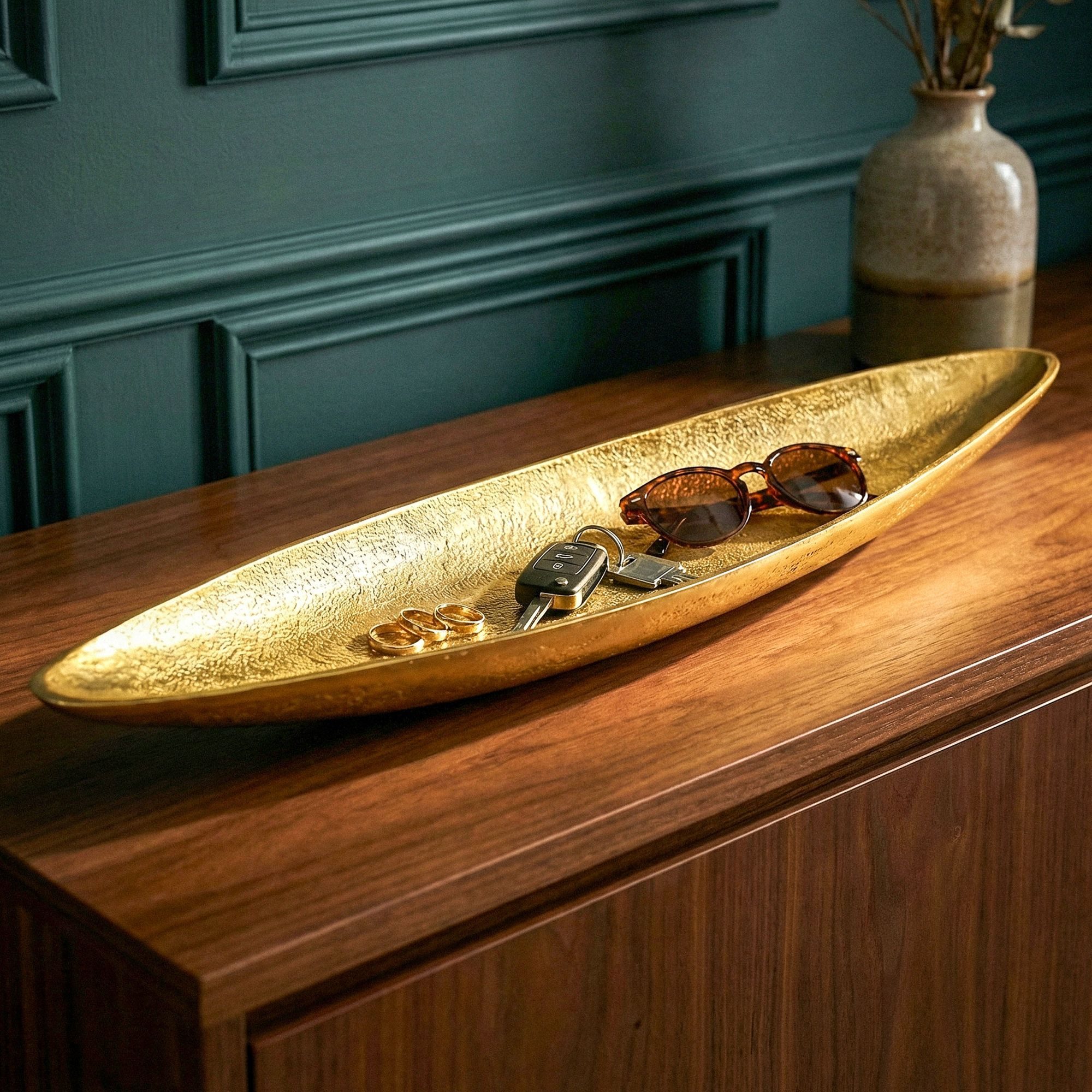 FINEBUY Dekoschale SuVa77680 Tischdeko 60cm Gold