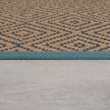 Teppich Geometrischer Jute-Teppich mit Naturkautschuk, rutschfester Rücken, KADIMA DESIGN, Treppenläufer, Höhe: 5 mm