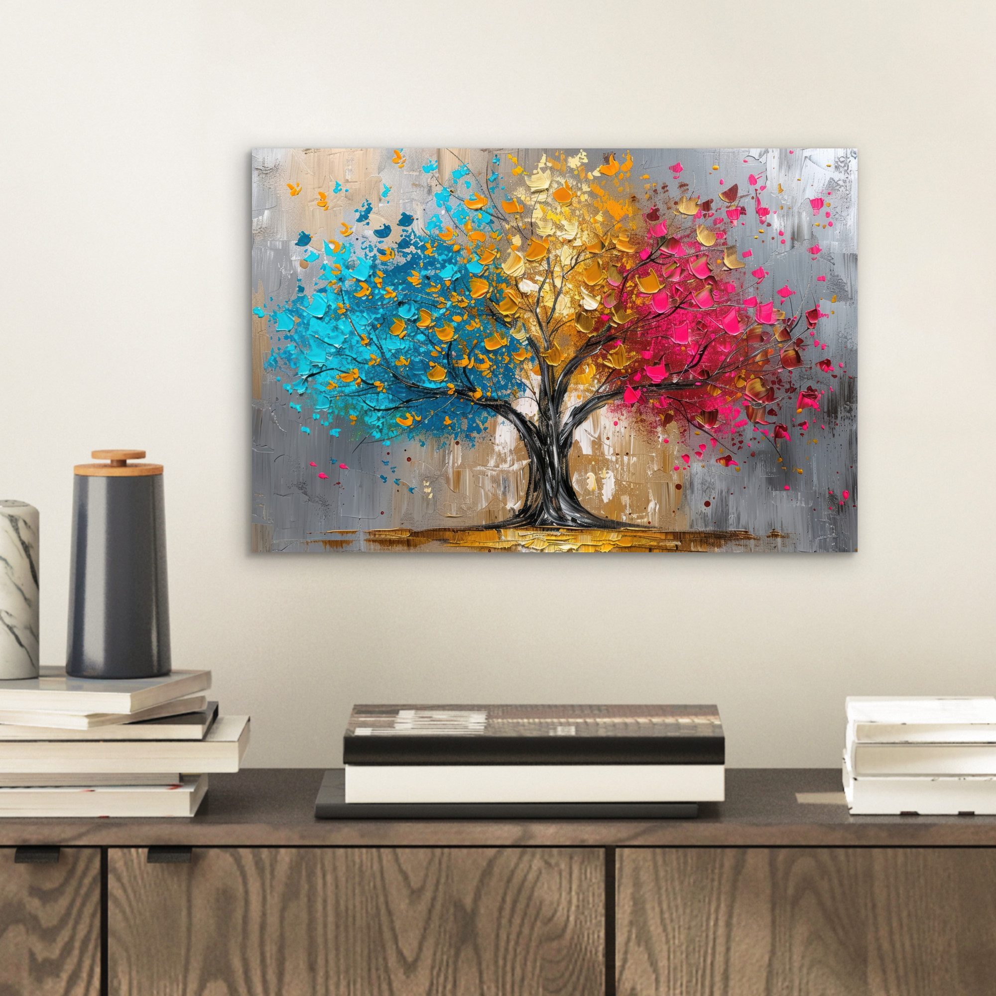 MuchoWow Metallbild Baum - Bunt - günstig online kaufen
