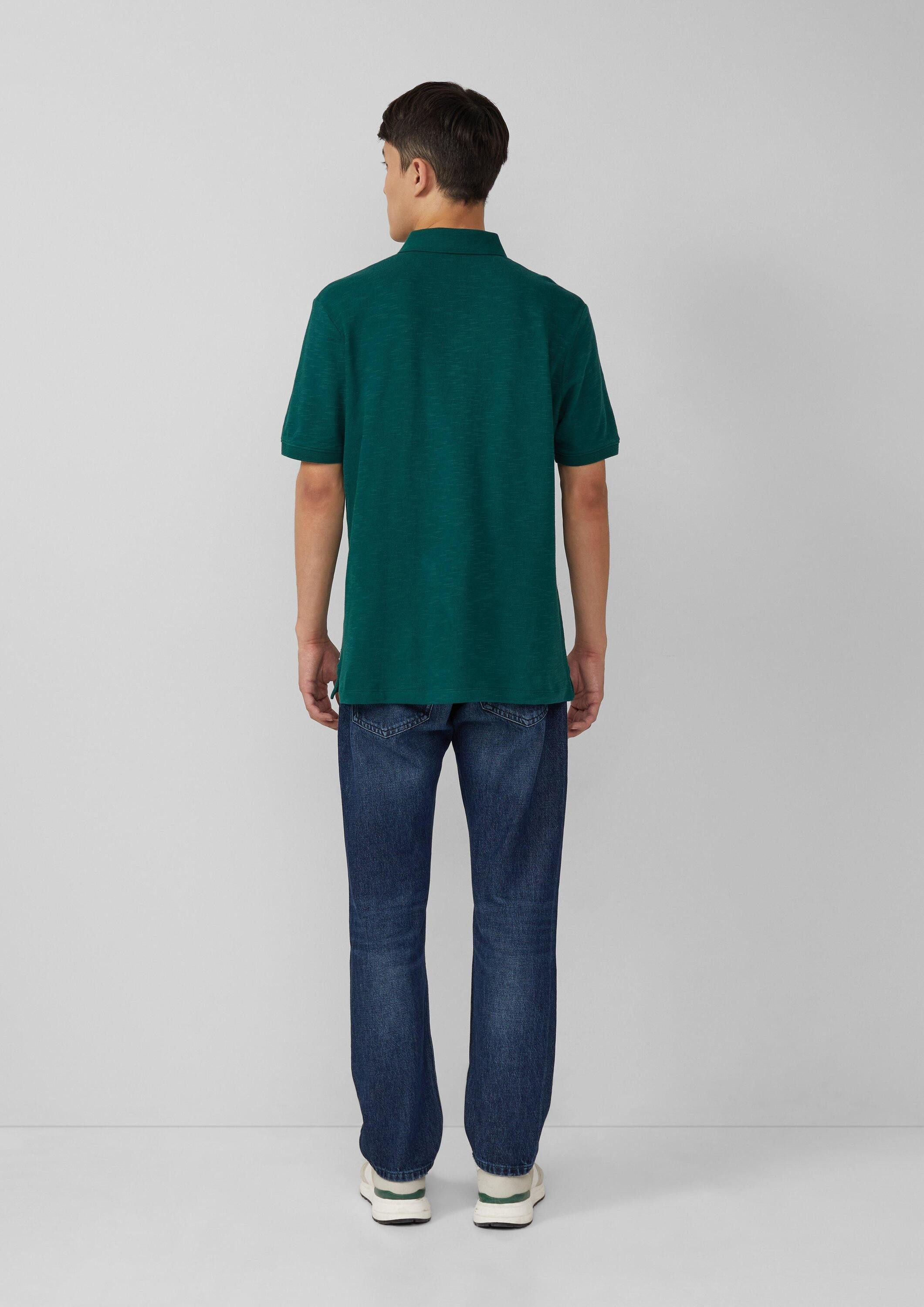 s.Oliver Kurzarmshirt Polo-Shirt Poloshirt mit Flammgarnstruktur und Brusttasche