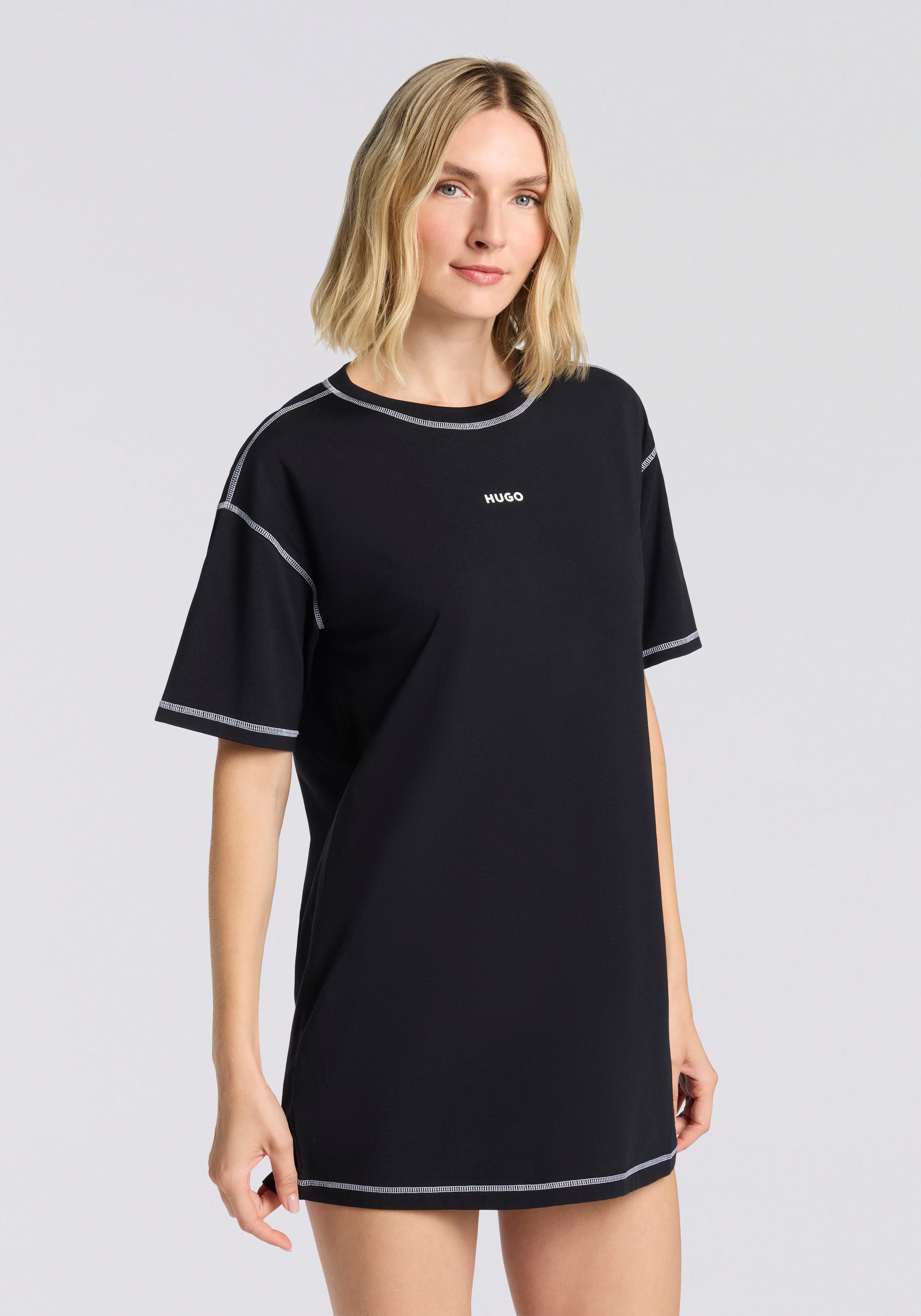 HUGO Nachthemd NITE NIGHTY kontrastfarbene Nähte günstig online kaufen