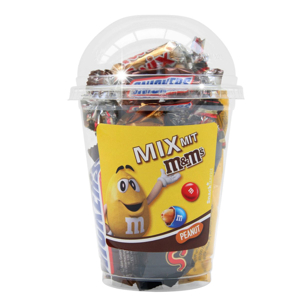 Snack Service Schokolade, Snack Service MIX Becher M&M's Peanut und Riegel Mischung 140g