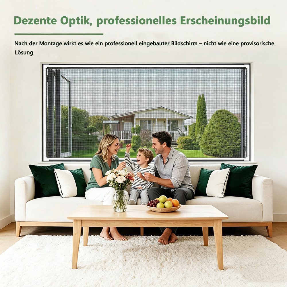 Bwecuy Insektenschutz-Fensterrahmen Magnet Fliegengitter Fenster–Selbstklebend & Zuschneidbar, ohne Bohren, Fiberglas Insektenschutzgitter, Einfache Montage – Bild 5 von 5