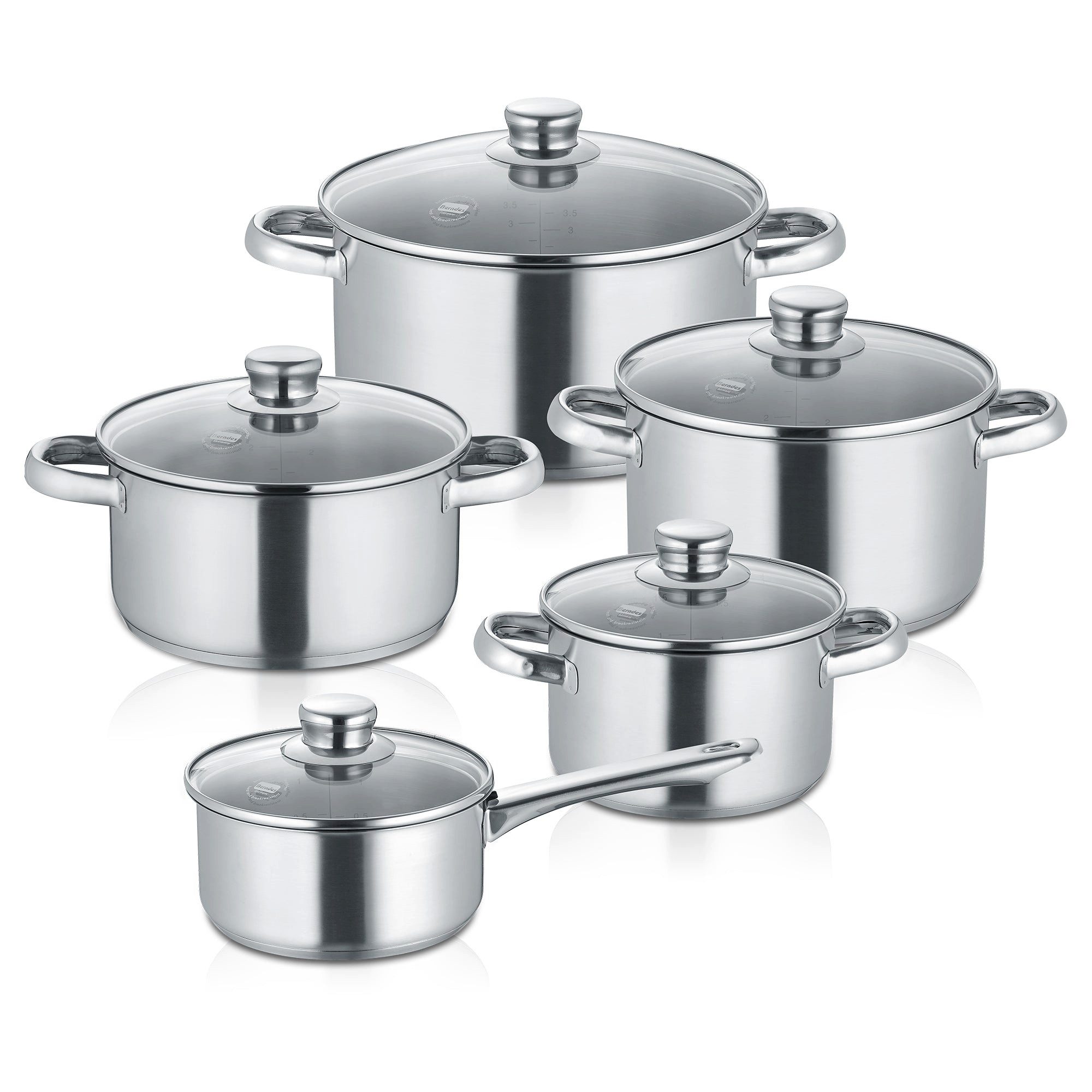 Berndes Topf-Set Kochtopfset 5-teilig cm, Edelstahl, poliert - New Roma, Edelstahl