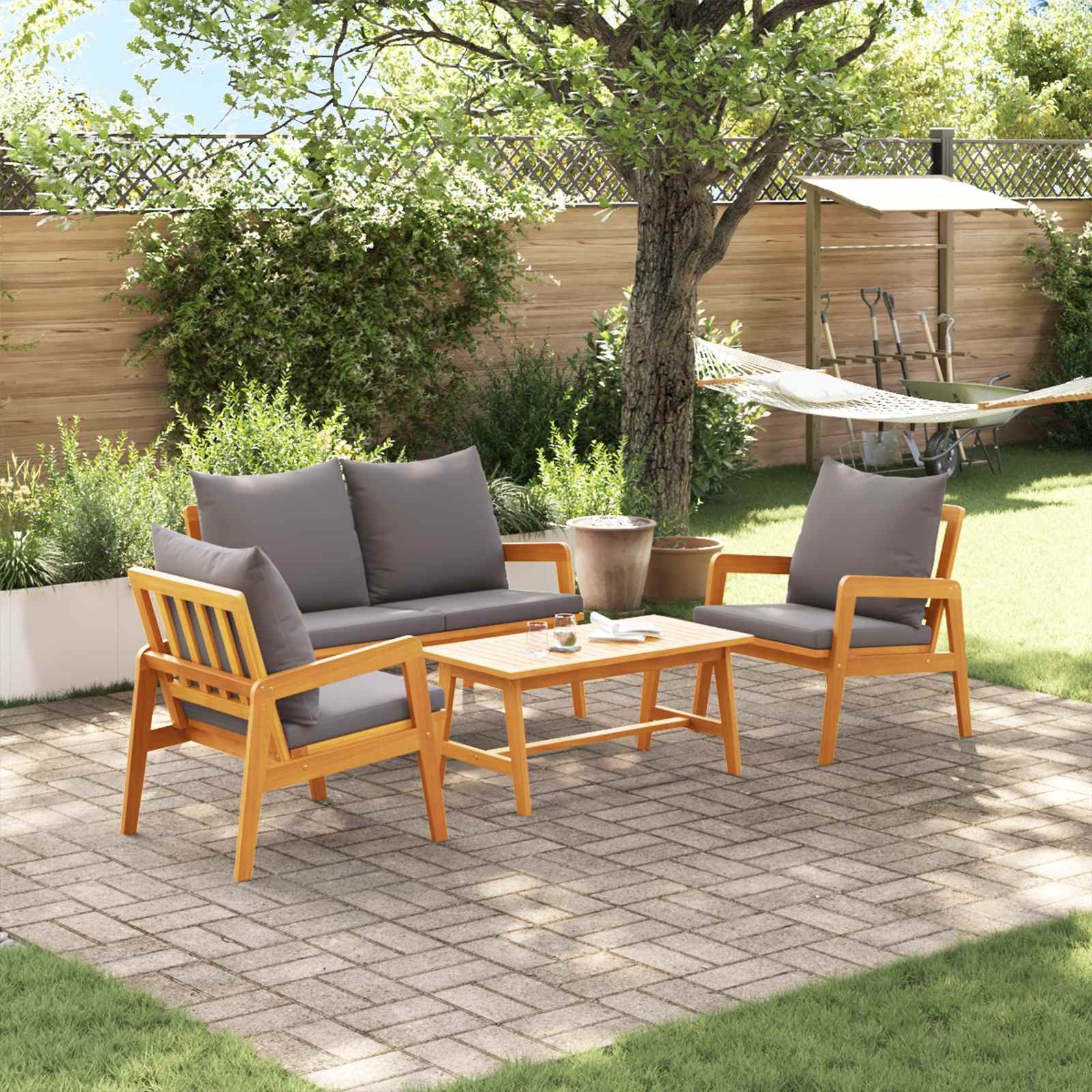 vidaXL Gartenlounge-Set Bistrogarnitur 4 stk. Braun Massivholz, (4-tlg)