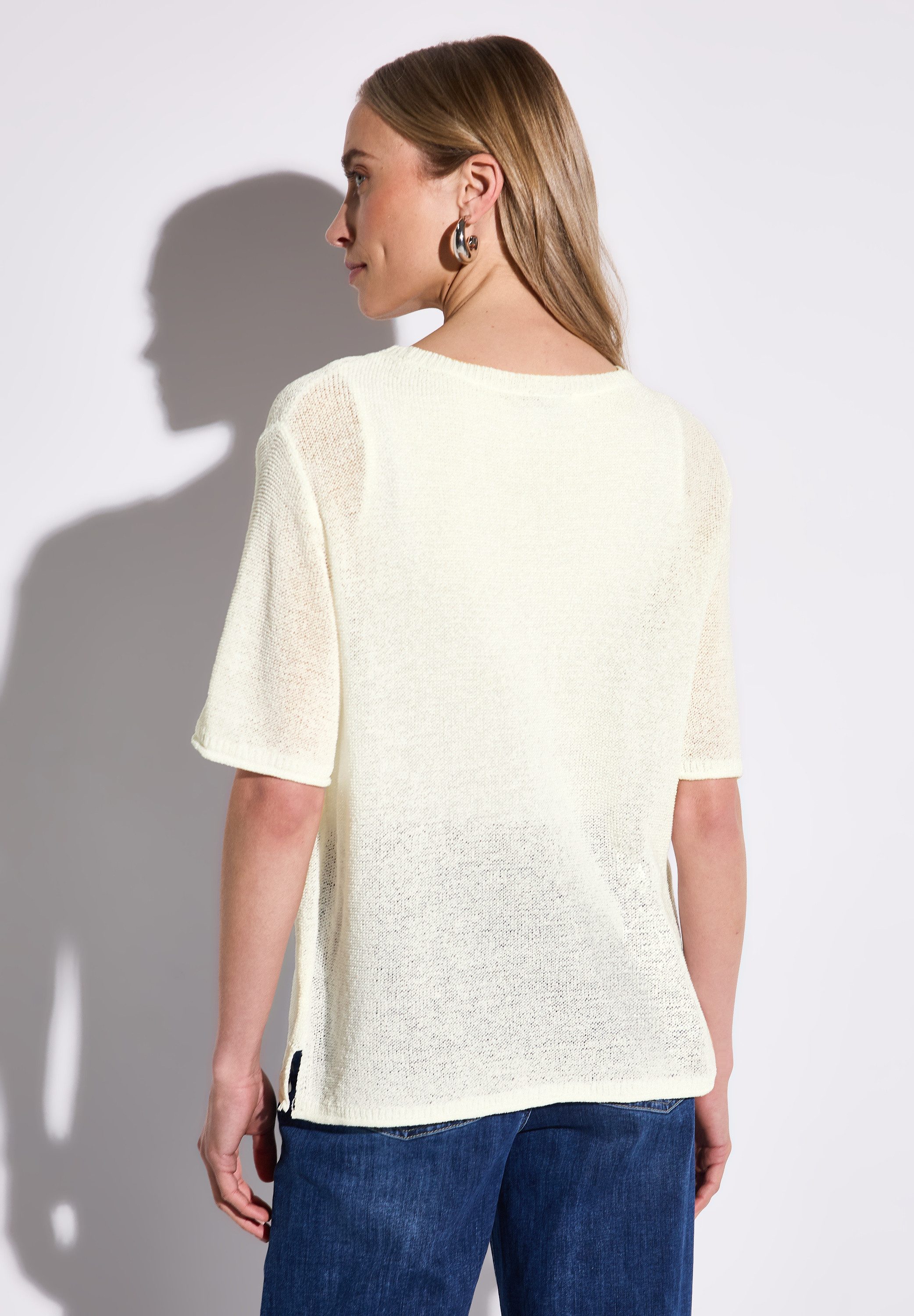 STREET ONE Strickpullover mit seitlichen Schlitzen, halbarm