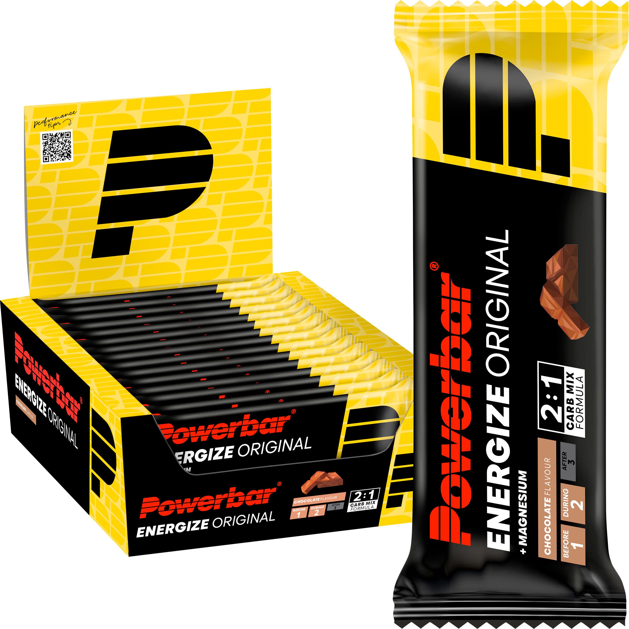 PowerBar Energize Original Chocolate High Carb Energieriegel 15x55g Riegel, 15 er 825 g, Unterstützt den Mineralienhaushalt mit Natrium und Magnesium.