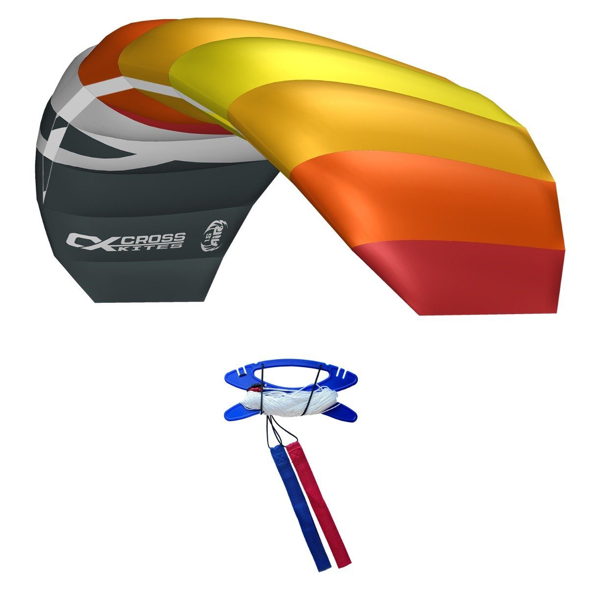 CrossKites Flug-Drache CrossKites Lenkmatte Air 1.5 Red-Yellow Lenkdrache, mit Lenkschlaufen und Leinen