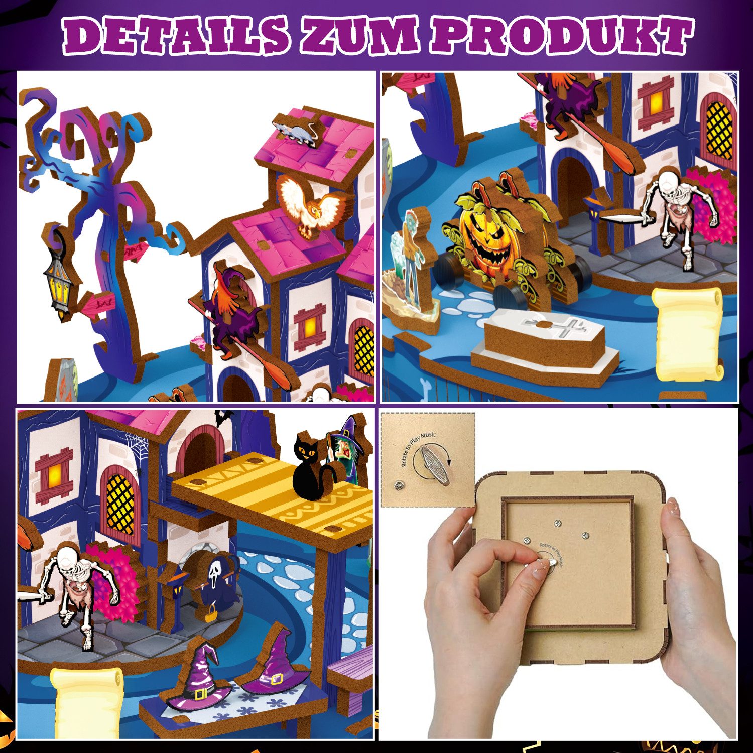 Esun 3D-Puzzle 3D Holz Musikbox und Musik Holzpuzzle Modellbausatz für Erwachsene, 99 Puzzleteile, DIY Modellbau, Basteln, Wohnkultur, Geschenk