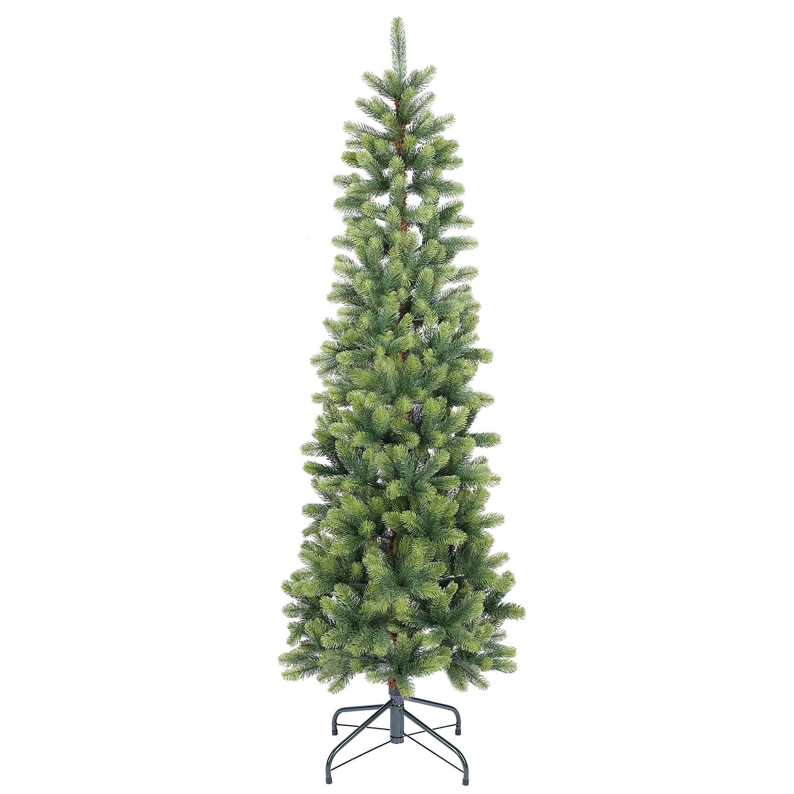 Salcar Künstlicher Weihnachtsbaum Künstlicher Weihnachtsbaum Schmal Tannenbaum aus 100% PE Christbaum, Nordmanntanne, 180cm mit 524 Spitzen, Grün und Zartgrün
