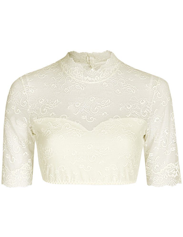 Dirndlbluse Halbarm Spitzen Bluse 'Viola' Stehkragen 16464892