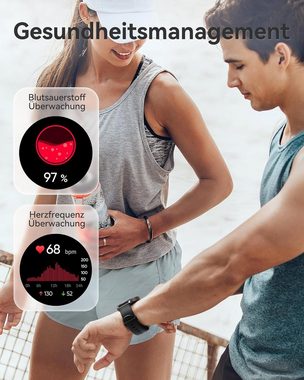 Parsonver Smartwatch (1,43 Zoll, Android iOS), Damen mit Telefonfunktion Fitness-Tracker HD IP68 Wasserdicht Sportuhr